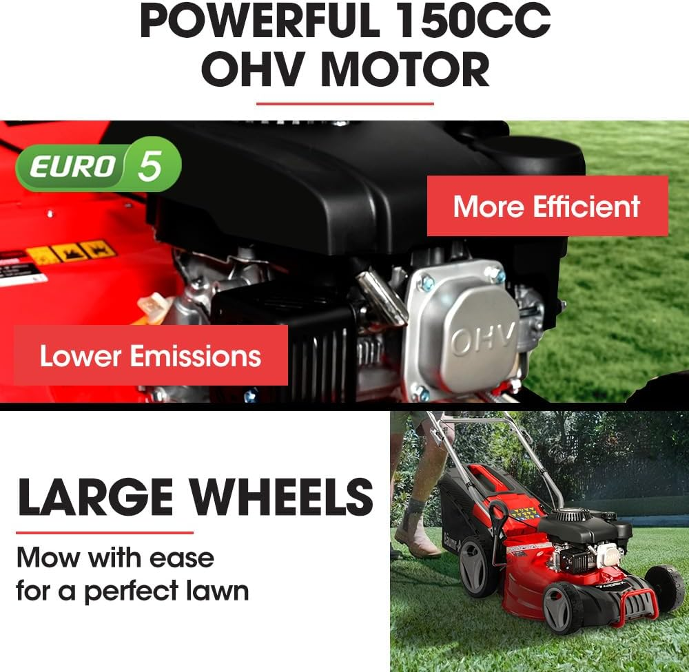 Baumr-Ag 18" 150Cc Self Propelled Lawn Mower, 7 Height, Steel Deck, Cup Holders, 4-Stroke Petrol Lawnmower - 740SX