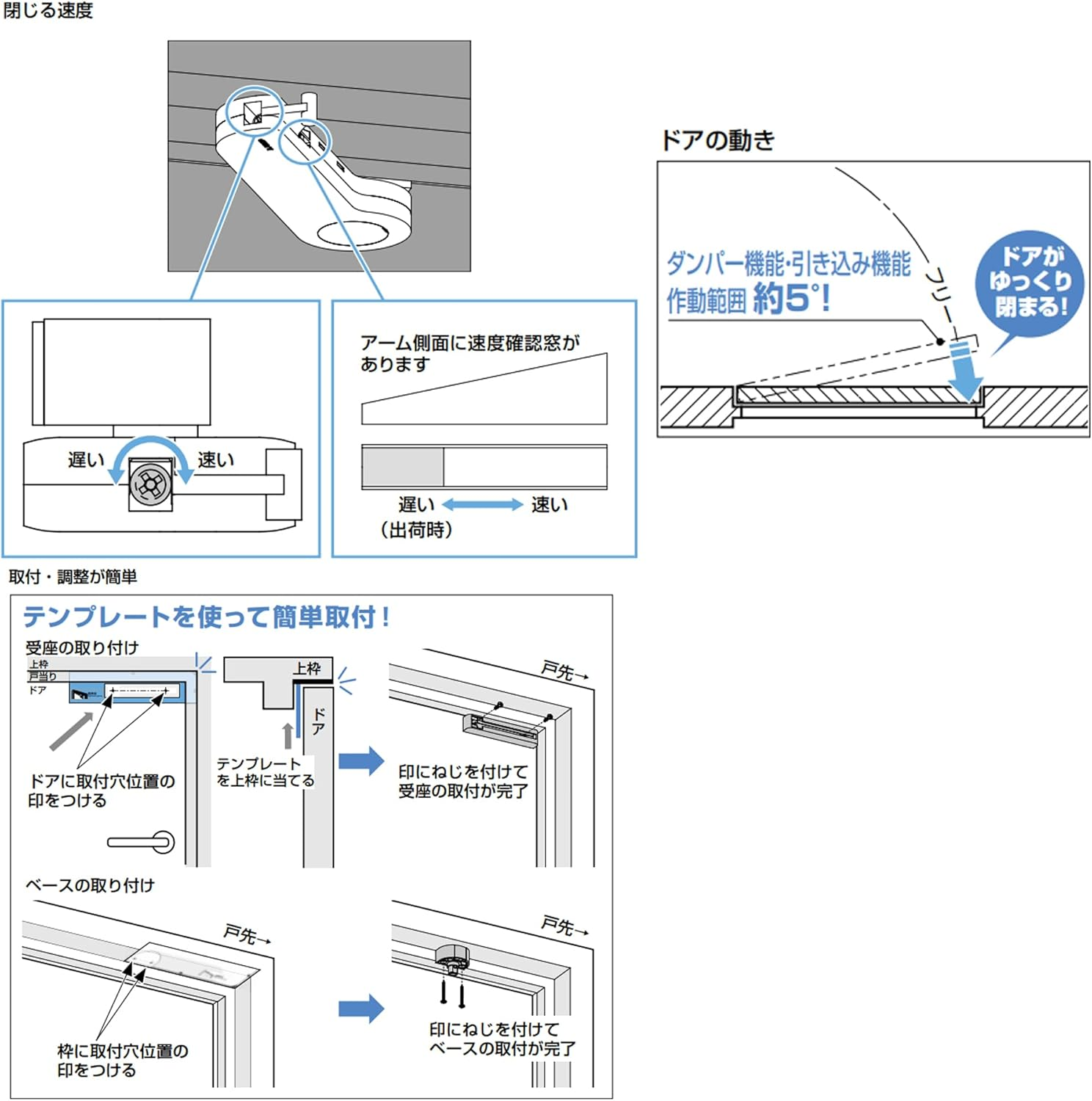 Sugatsune Industrial Lamp Stamp, Rapcondor Damper, LDD-K Type, LDD-K-WT, Faced (Doorway), White - Black image number 3