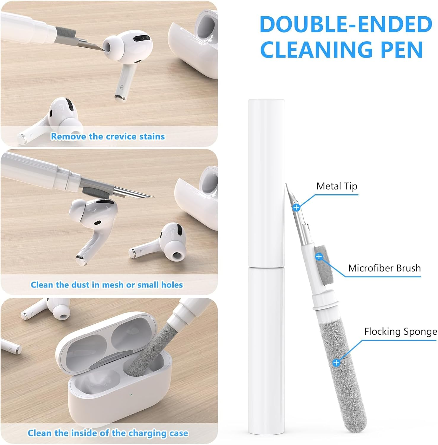 4 Pair Replacement Ear Tips for Airpods Pro & 2Nd Generation with Noise Reduction Hole, with Cleaner Pen Kit for Airpods Pro/Pro 2Nd, Built-In Dust Guard Screen, 4 Sizes (Xs/S/M/L)-White image number 5