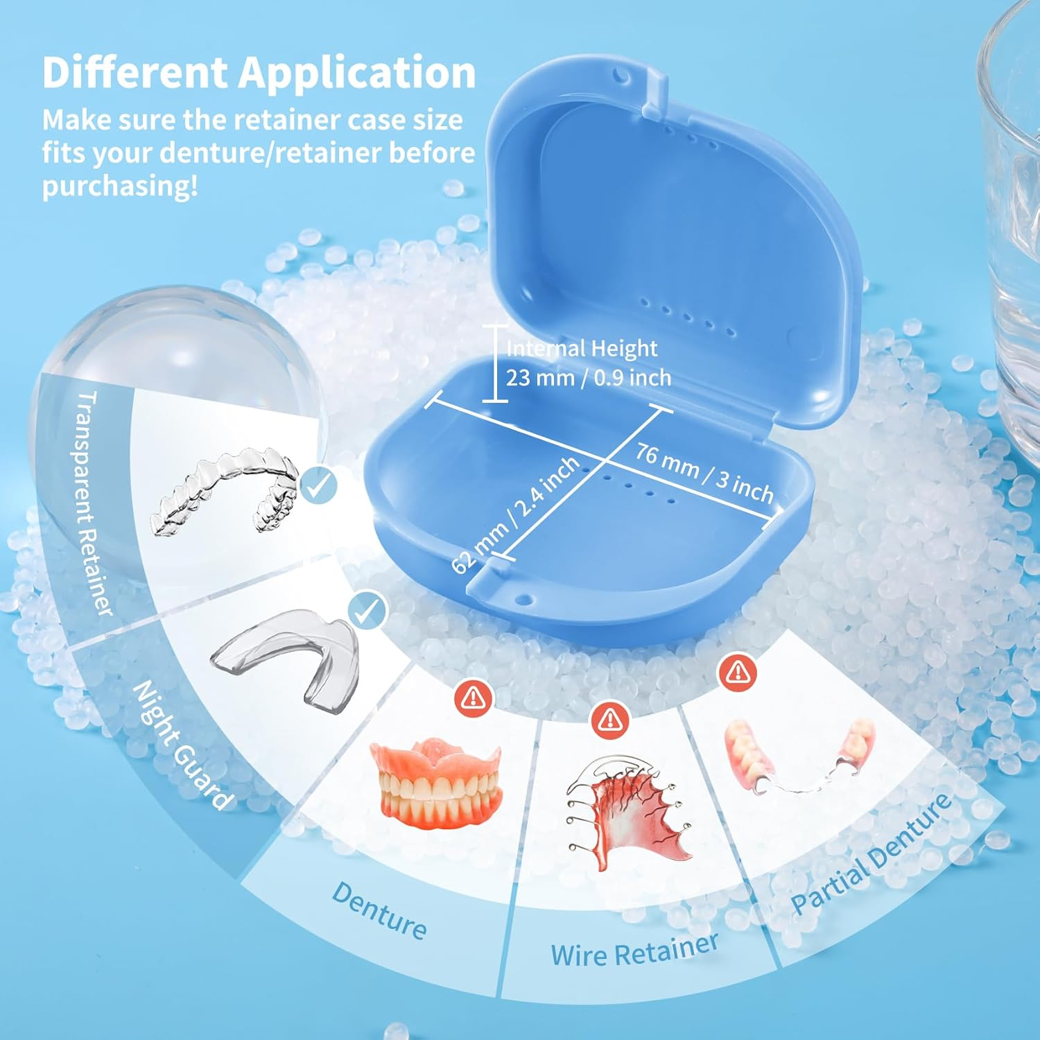 Annhua Retainer Case with Vent Holes - Mouthguard Container for Travel, Slim Dental Storage Box for Aligners, Night Guard - Easy to Open, Blue image number 6