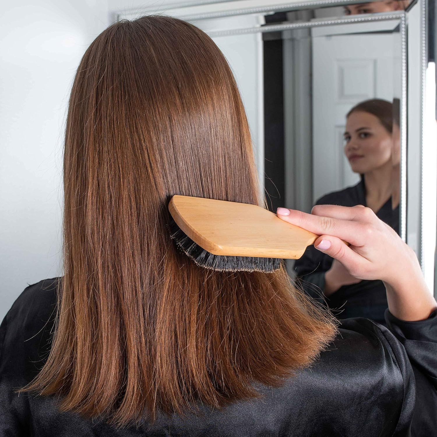 Grannaturals Boar Bristle Hair Brush for Women and Men - Natural Wooden Large Flat Square Paddle Hairbrush - for Thick, Fine, Thin, Wavy, Straight, Long, or Short Hair image number 5