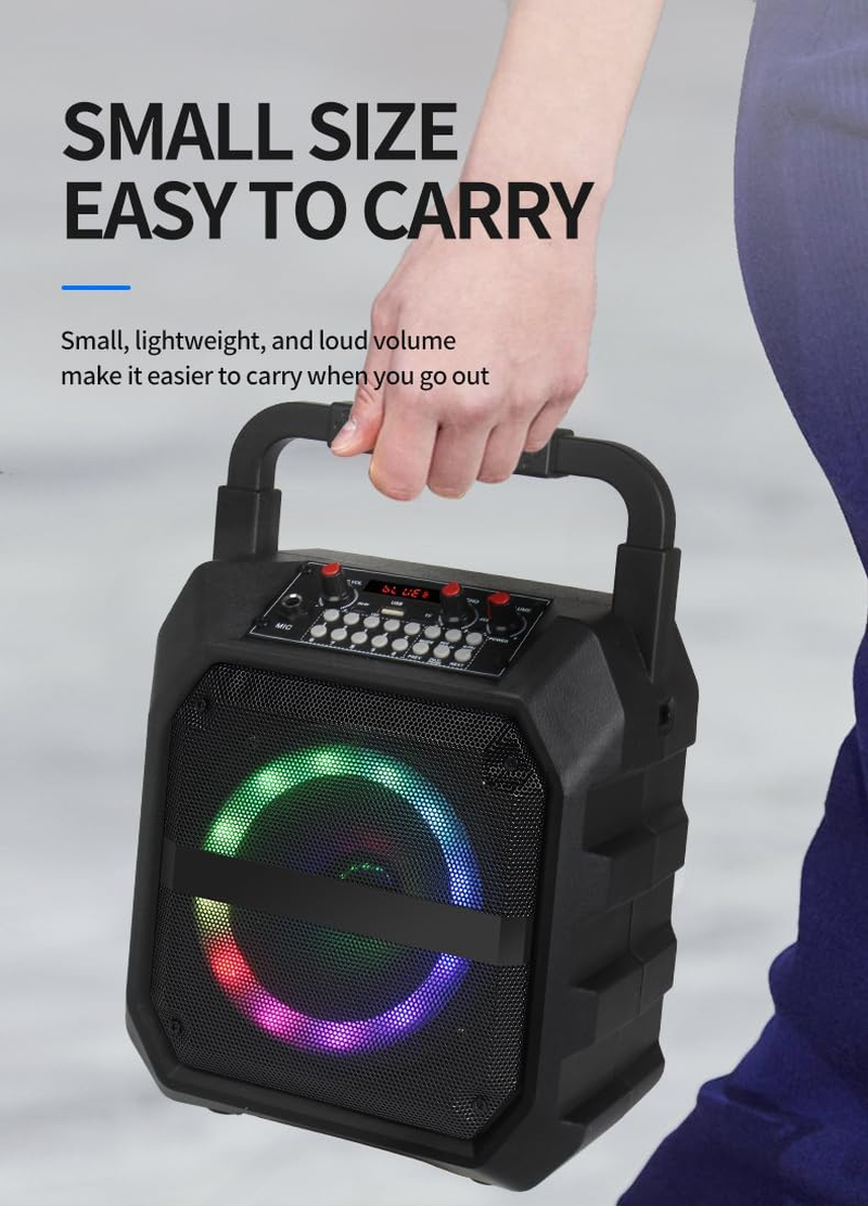 Portable Karaoke Machine with 2 Wireless Mics,Bluetooth Speaker & TWS Mode, W/6.5" Subwoofer,Ai Voice Changer, PA System for Home/Party/Outdoor, AUX/USB/TF Card/Fm & Live Recording, 8H Playtime image number 3