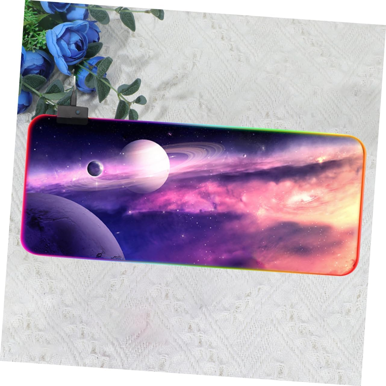 STOBOK RGB Luminous Mouse Pad Led Colors Large Desk Pad Multiple Light Effects Easy Storage image number 5