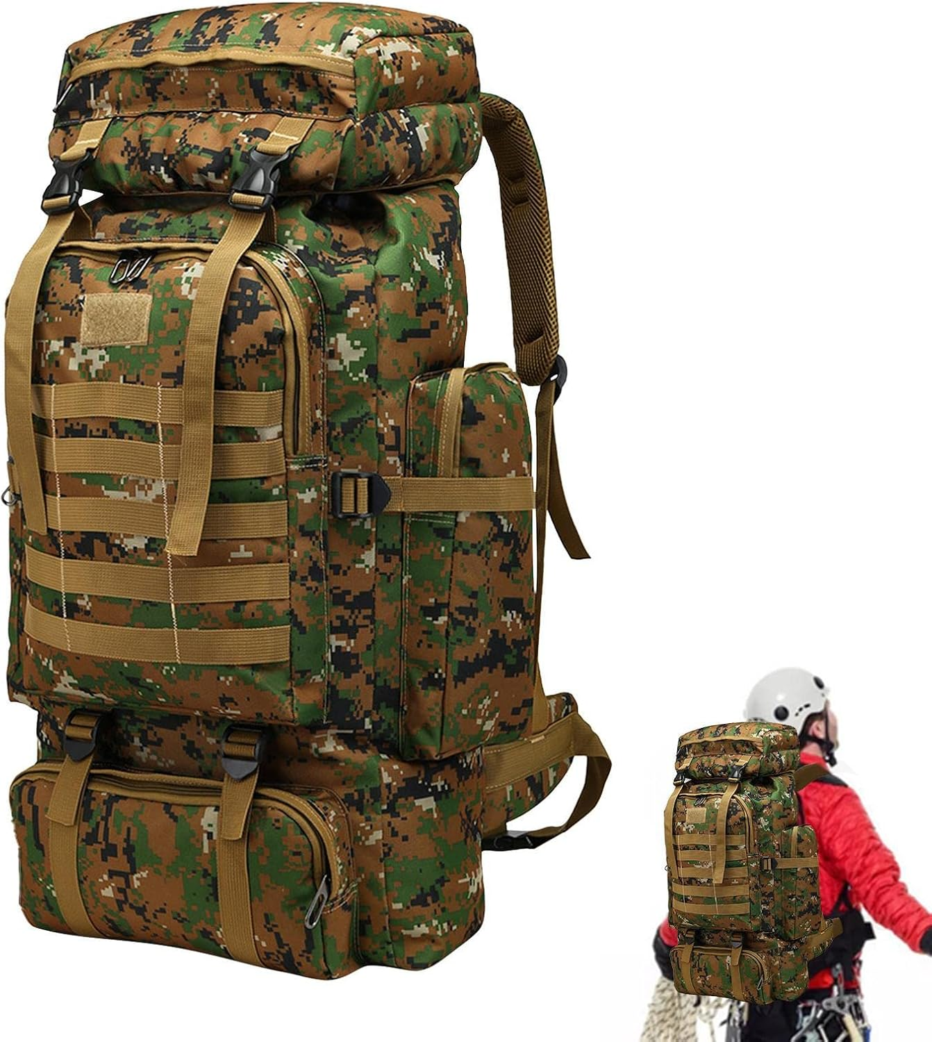 Army Backpack for Men,Waterproof Heavy Duty Hunting Backpacks for Men 80L | Large Trekking Rucksack for Outdoor Hiking Camping Trekking Hunting Puchen