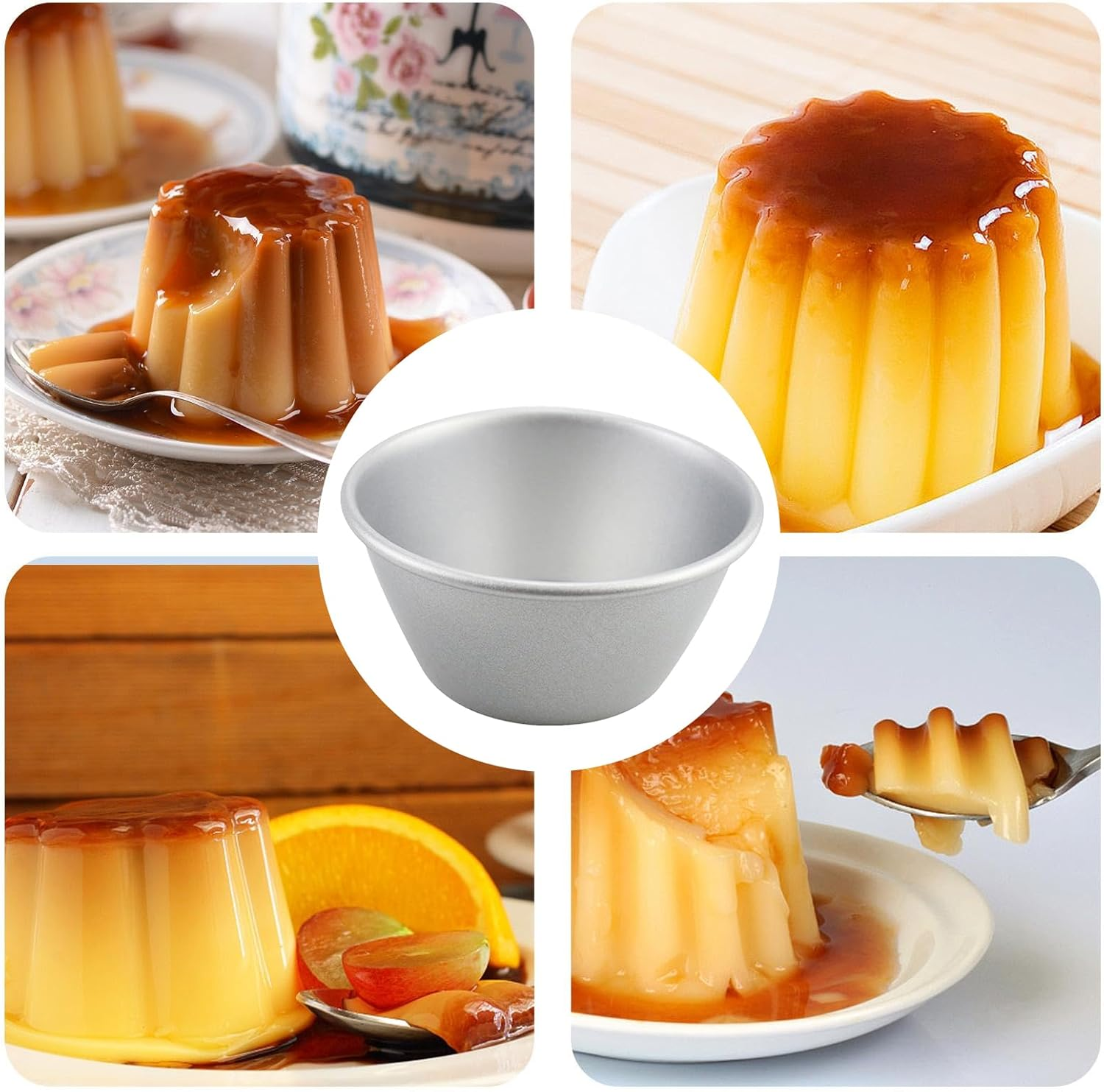 Popover Pans | 5X Muffin Cupcake Pans | round Carbon Steel Bakeware for Egg Tart Popover Flan Souffle Chocoflan Cupcake Dessert image number 5