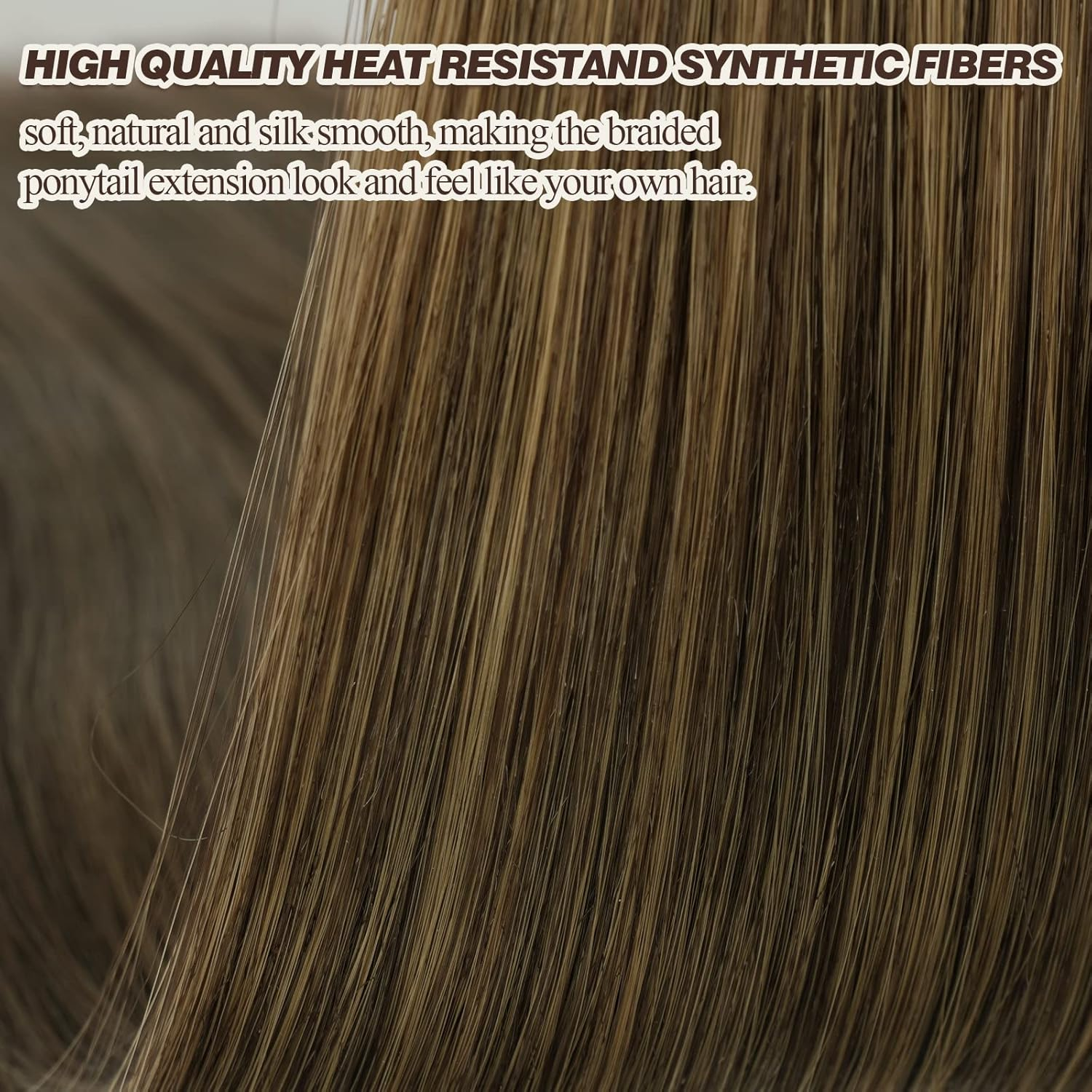 BARSDAR 66 Cm Long Braided Ponytail Extension Elastic Band, Straight Wrapped Braid, Hair Extensions, Ponytail, DIY, Natural, Soft, Synthetic Hairpiece for Women image number 6