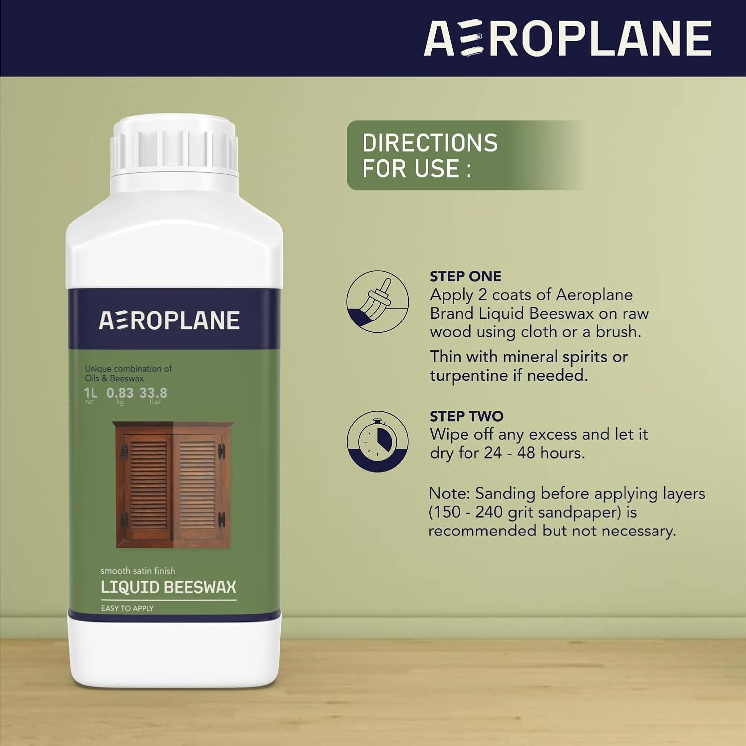 AEROPLANE - Liquid Beeswax - VOC Free & Non-Toxic Beeswax Wood Conditioner | 1 LTR image number 4