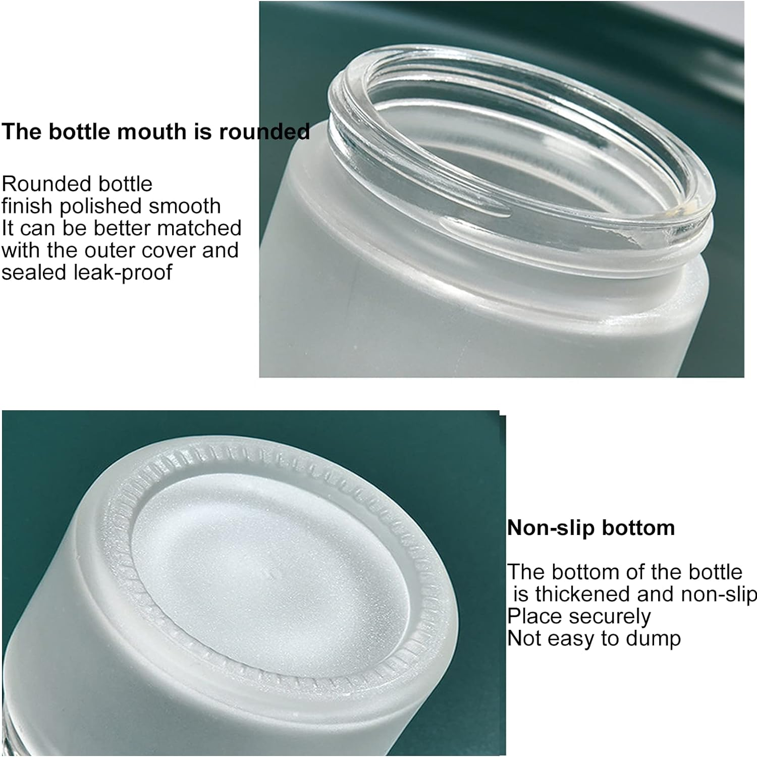 4 PCS Glass Bottles (50G) 50 Gram/Ml Glass Cosmetic Containers with Lids Refillable Matte Cosmetic Cream Jar round Small Lotion Containers with Wood Grain Lid 4 PCS image number 4