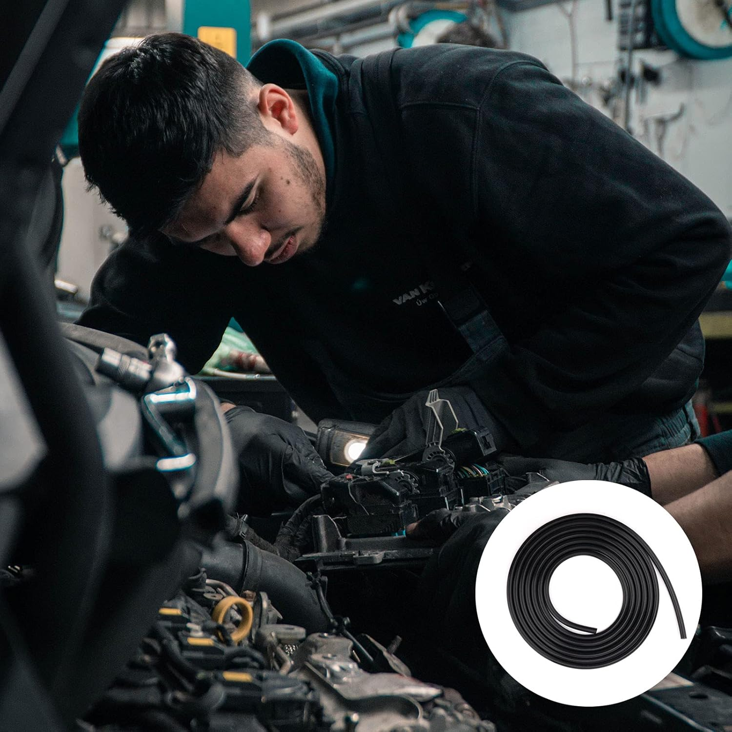 AIEX 1/8Inch Inner Diameter 10Ft High Temperature Silicone Vacuum Tubing Hose, High Performance Automotive Replacement Vacuum Hose Line for Vehicle Radiator Use (Black, 3Mm) image number 5