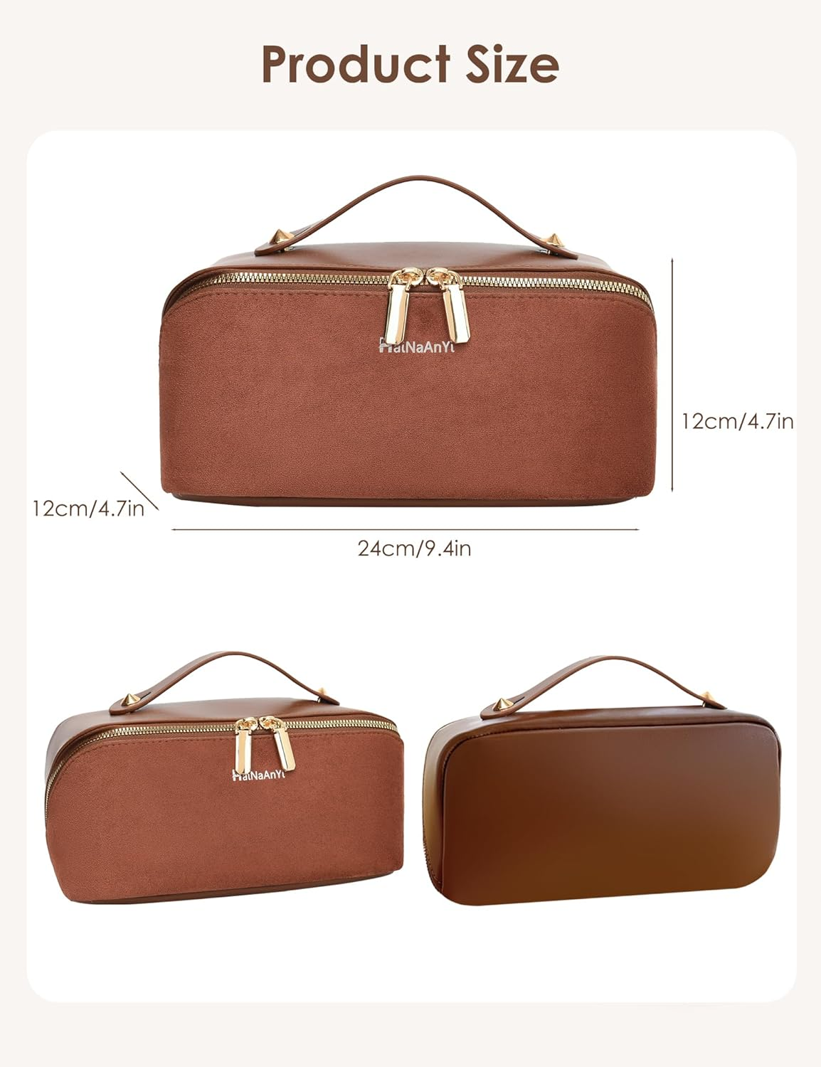 Travel Makeup Bag,Cosmetic Organizer Bag for Women,Large Capacity Make up Bag Waterproof PU Leather Makeup Organizer Bag Wide Open Portable Pouch with Dividers and Handle(B-Green)