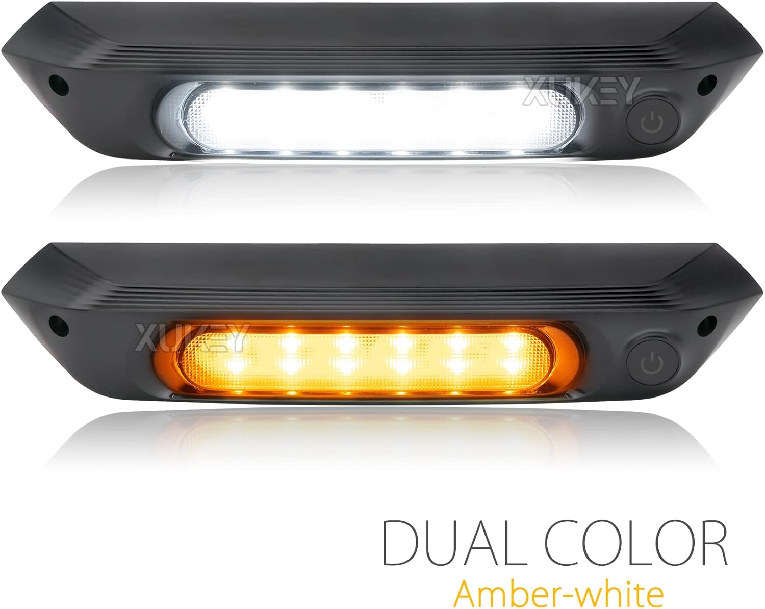 AUTOXBERT 12V RV LED Awning Porch Lights Waterproof Exterior Light 8W Amber White with Switch Lamp for Caravan Motorhome Camper Truck Black image number 2