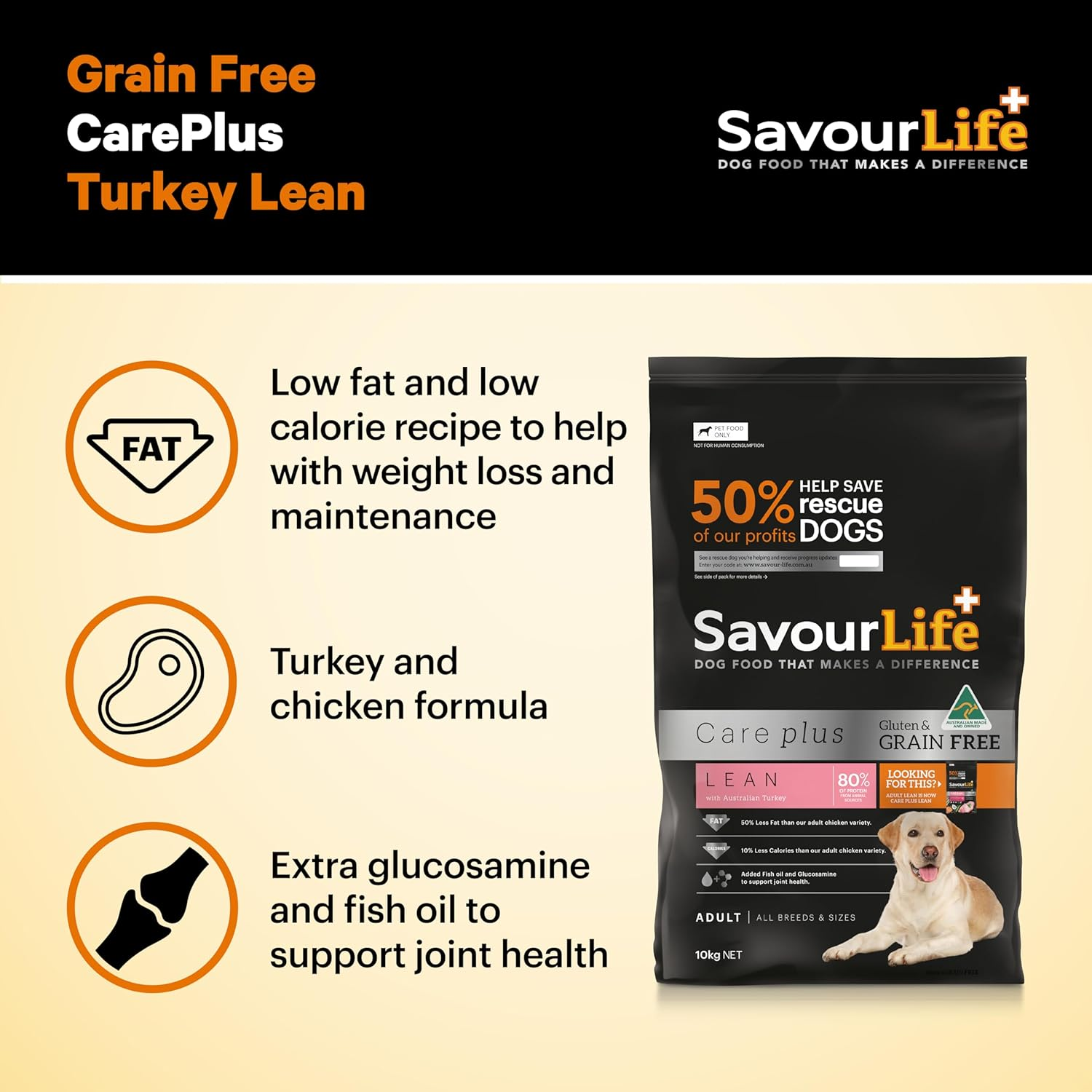 Savourlife Grain Free, Adult Lean Dog Food, Australian Turkey, 10Kg image number 5