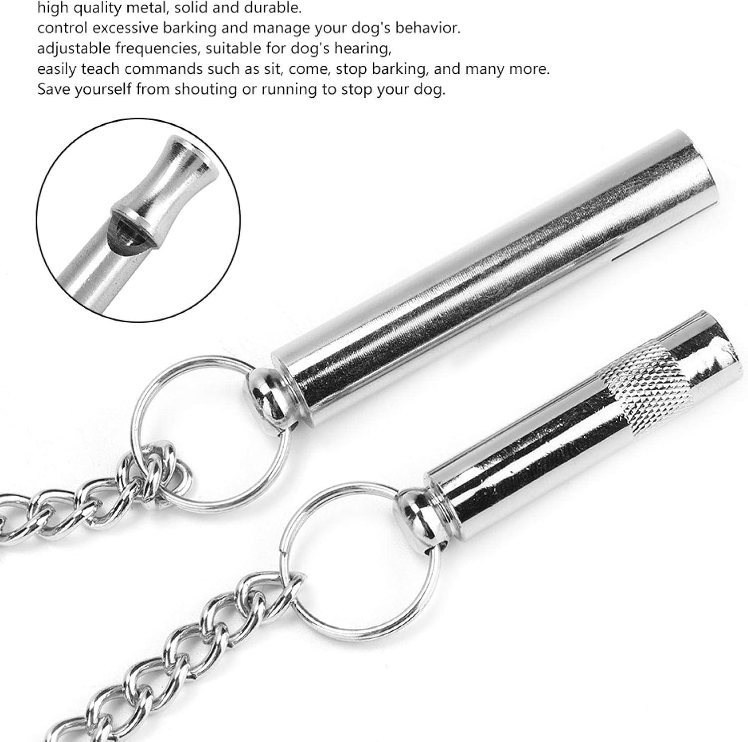 Cooling Portable Metal Pet Training Whistle, Silent Dog Training Whistle, for Barking Control Dog Ultra Sonic Training Tool with Chain image number 5
