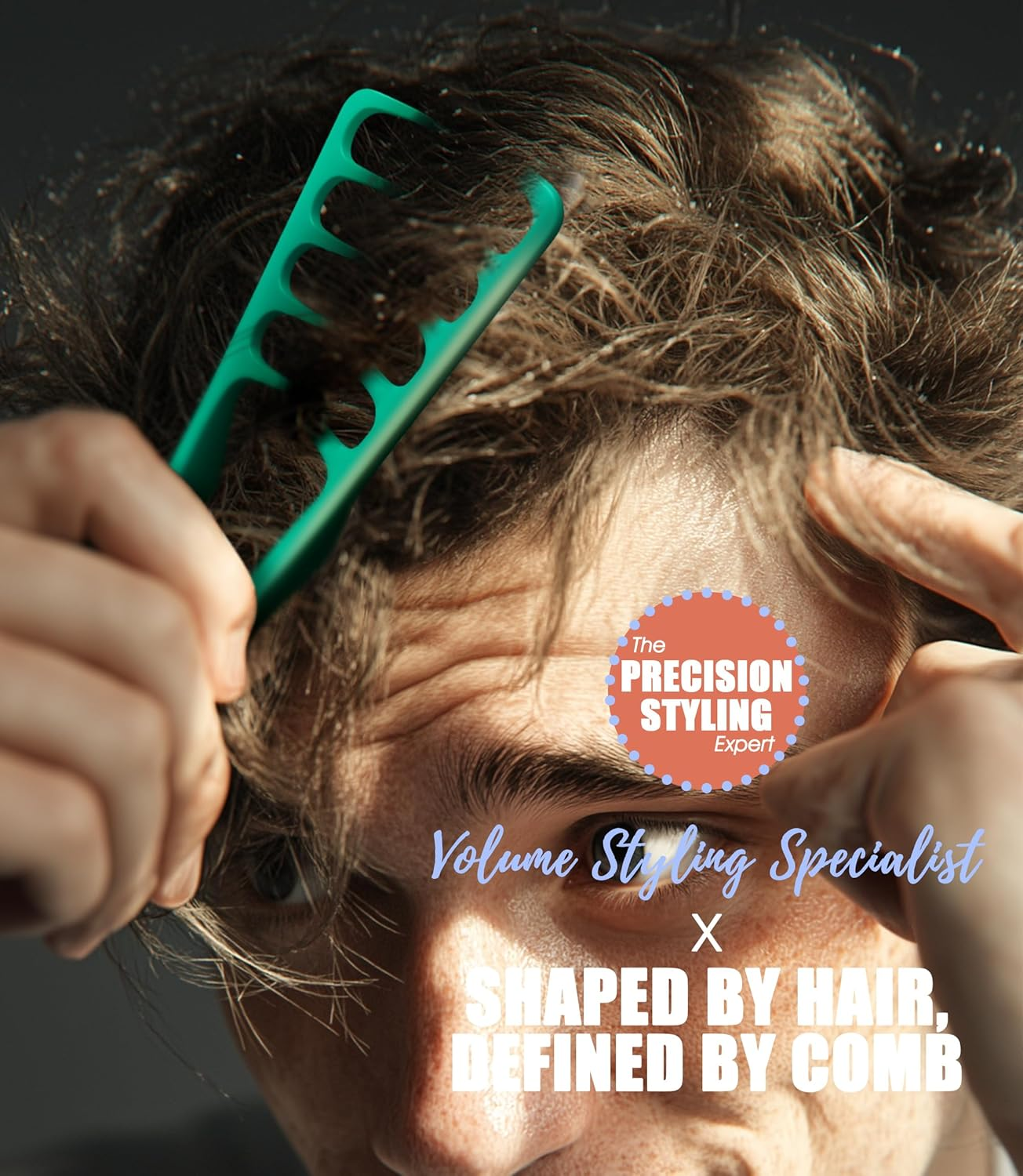 Pack of 2 Texture Comb Volume Comb with Styling Tooth Comb for Care Volume for the Hair Roots with Pony Roots, Lifting Hair Roots Hair Brush for Men and Women, Black and Teal Green image number 3