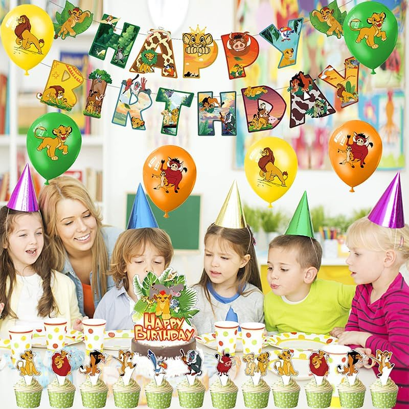 Lion King Birthday Party Supplies - Decorations Set with Balloons, Cake Topper, and Banner image number 6