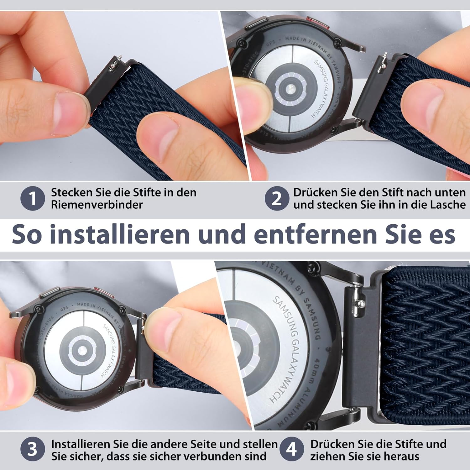 Quick Release Elastic Nylon Band Compatible with 20Mm 22Mm Watch Bands for Women Men, 2 PCS - Soft Breathable Adjustable Strap for Samsung Garmin Band image number 2