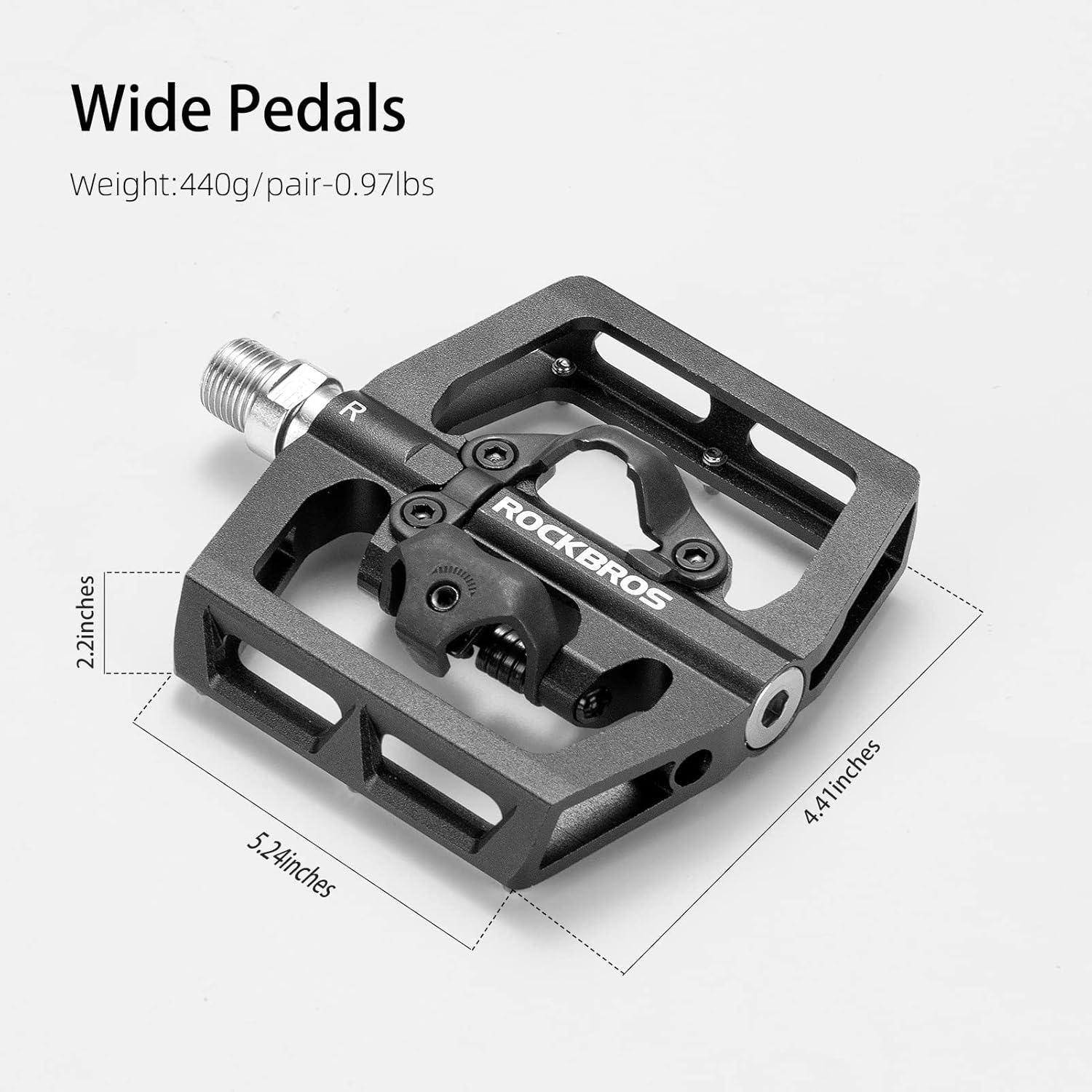 ROCKBROS MTB Mountain Bike Pedals Compatible with SPD Mountain Bike Dual Function Sealed Clipless Aluminum Bicycle Flat Platform 9/16" Pedals with Cleats for Road, MTB, Mountain Bikes image number 5