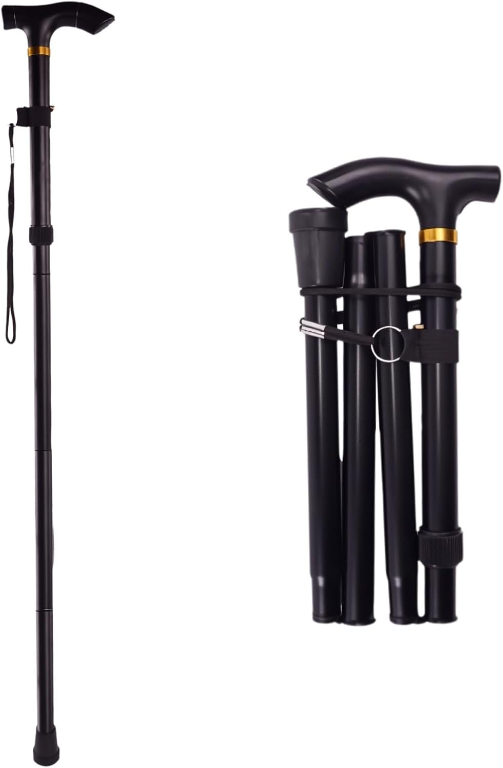 5-Level Folding Walking Cane &ndash; Adjustable 85-95Cm Aluminum Stick with TPR Tip (26Cm Folded, Black) image number 5