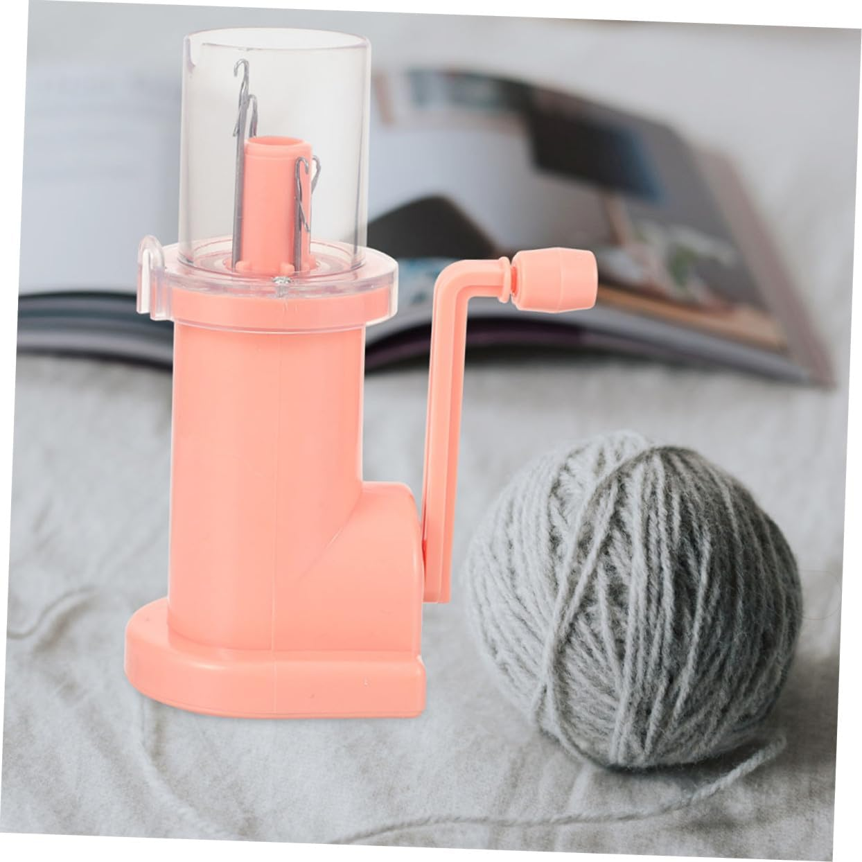 Operitacx 2 Set Rope Braiding Machine Hand Spool Knitter Machine Manual Spool Knitter Yarn Winder Tool Pink Metal image number 3