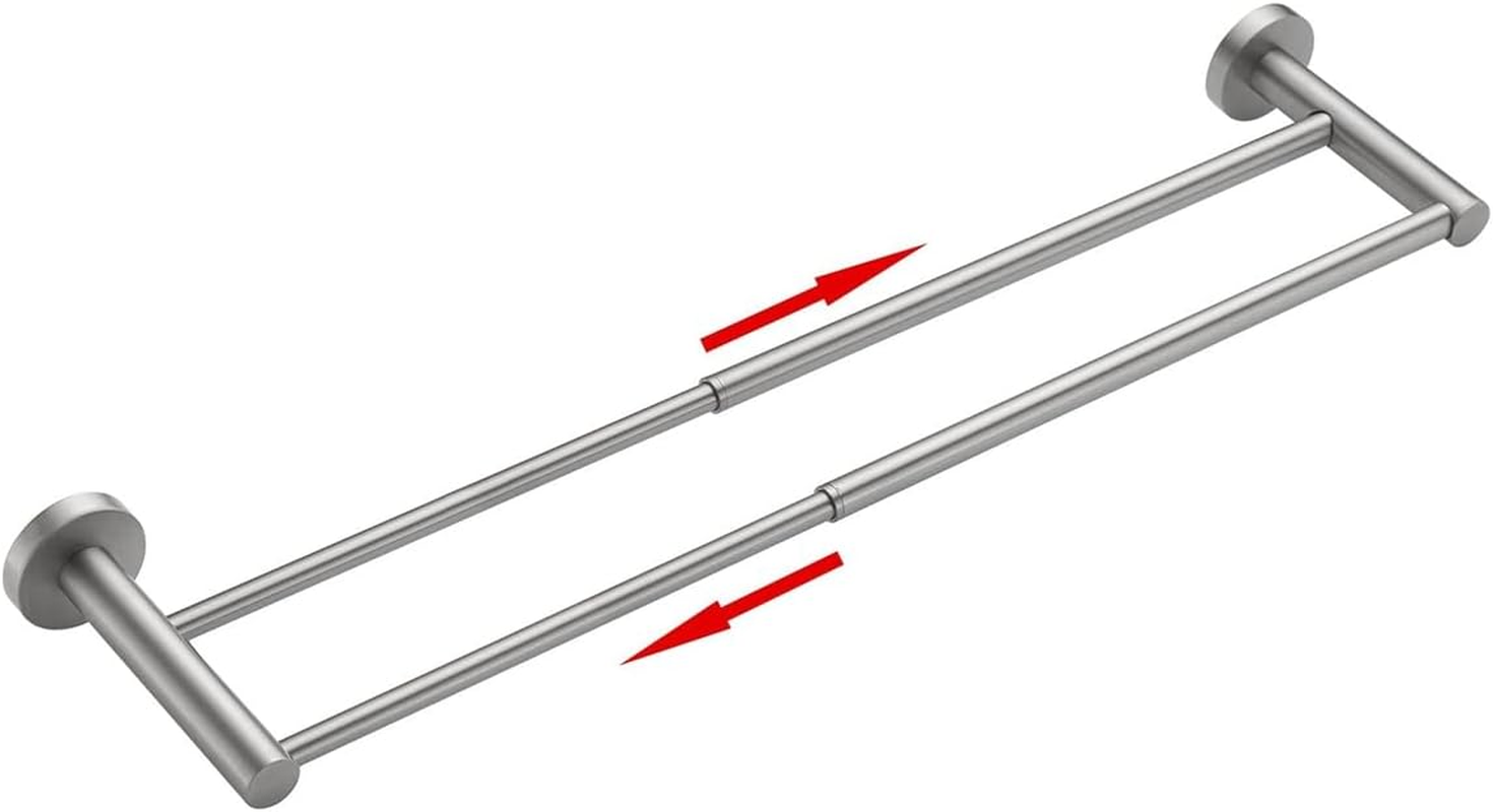 Frafuo Adjustable 40 to 70 Cm Double Bath Towel Bar for Bathroom SUS304 Stainless Steel Towel Holder-Wall Mount with Screws Towel Bar-Retractable Towel Bar Rod Rack Hotel Style(Polish) image number 2