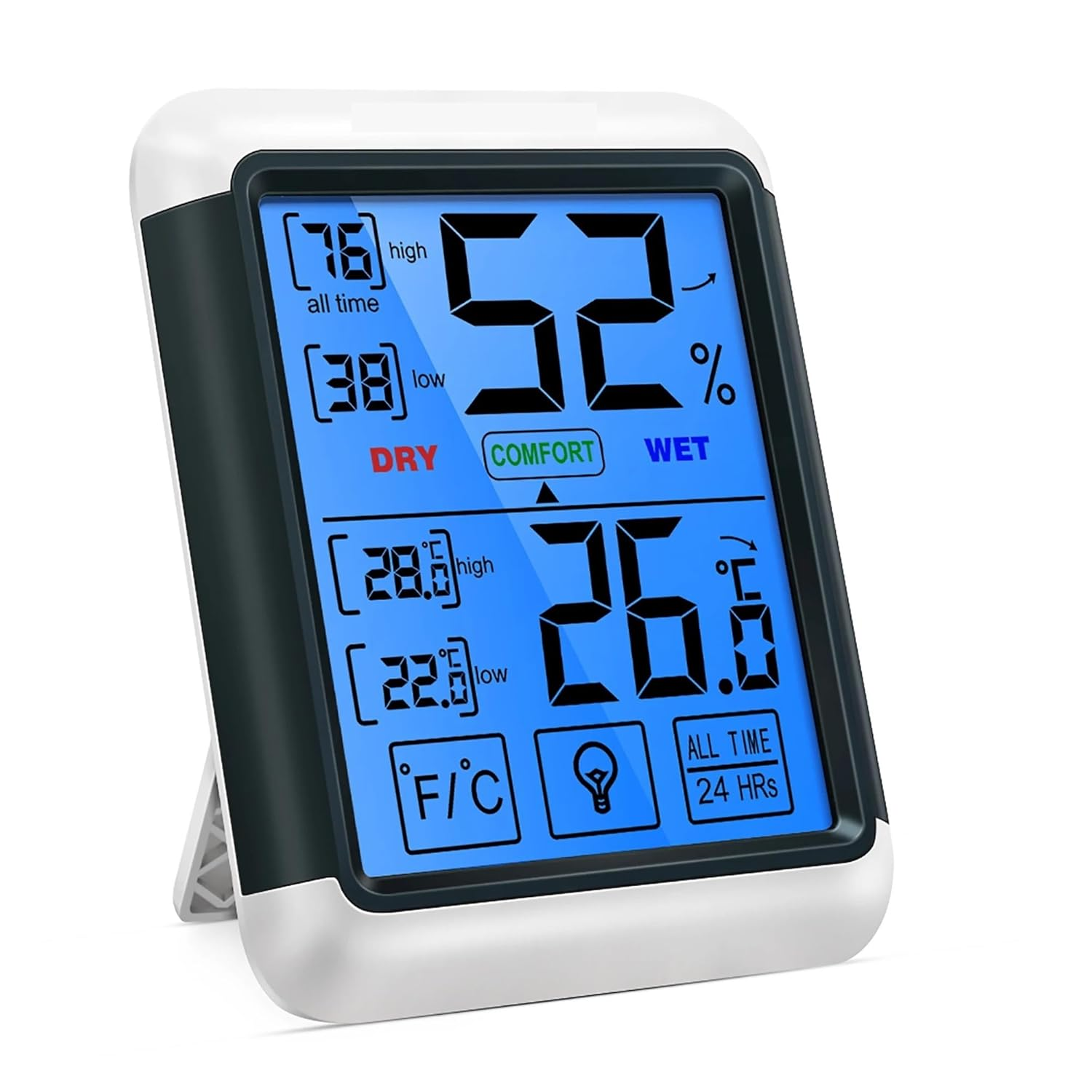 Indoor Digital Thermometer Hygrometer Touchscreen Backlight Humidity Temperature Sensor Weather Station for Home image number 3