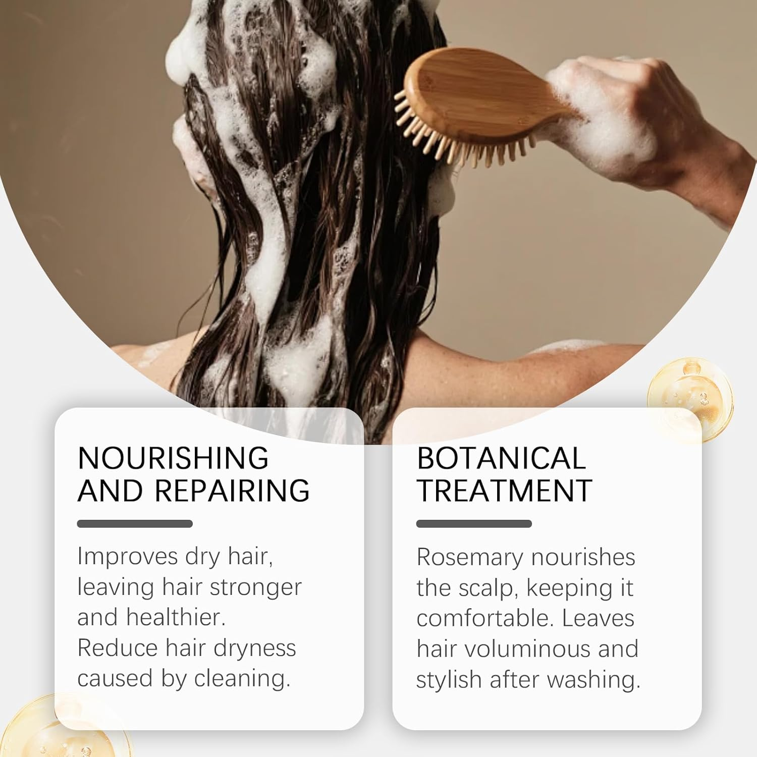 Oil Control Nourishing Shampoo with Ginseng Root & Polygonum Multiflorum Extract, Thick Foam, Mild Formulated, Strengthens Hair from Root, Improves Hair Volume & Health, Suitable for All Types (3PCS) image number 2