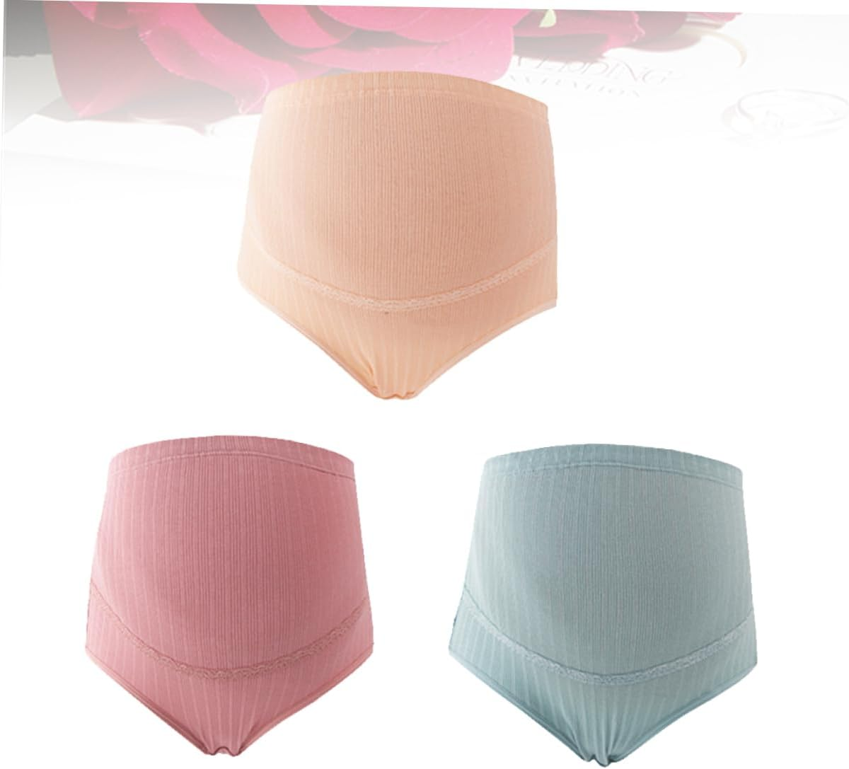 3Pcs High Waisted Maternity Underwear Cotton Underwear Panties Comfortable Maternity Wear Clothes for Women Pregnant Clothes for Women High Waist Knickers image number 2