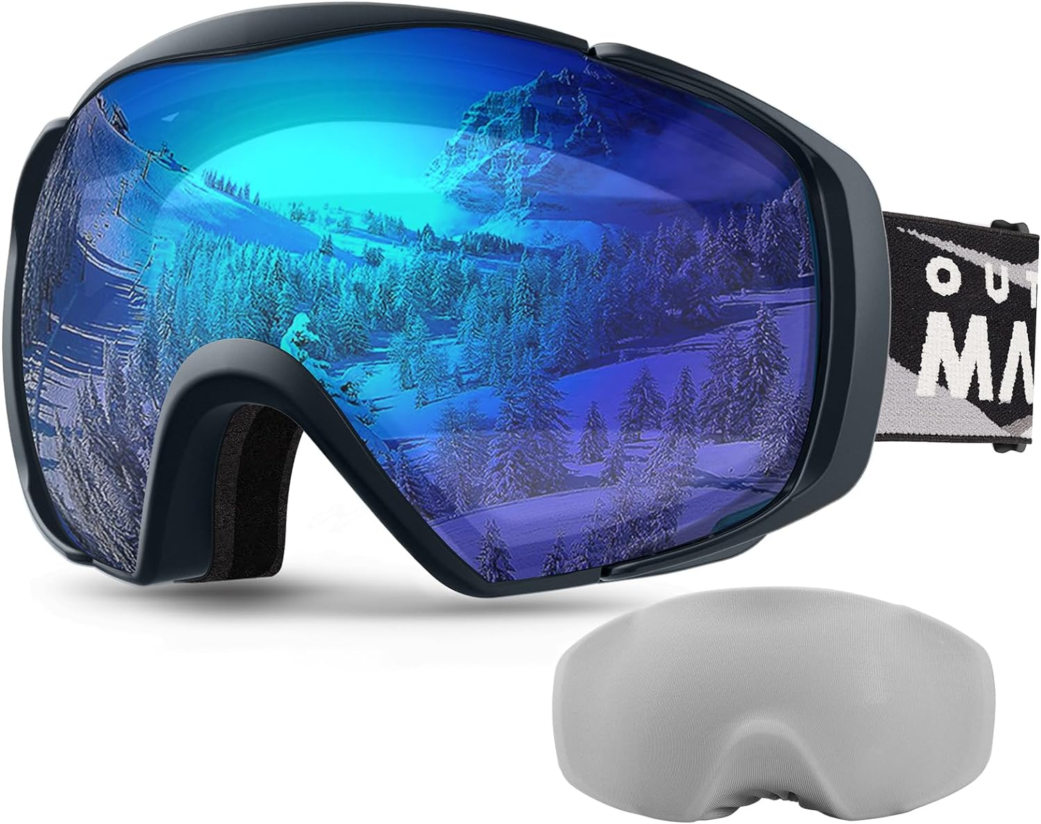 Outdoormaster Ski Goggles with Cover Snowboard Snow Goggles OTG Anti-Fog -100% UV Protection