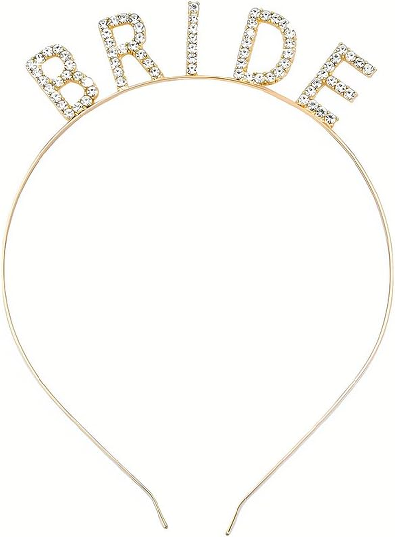 Silver Rhinestone Bride Headband Bachelorette Party Accessories for Bride to Be Gifts to Her Bridal Shower Gifts for Brides Headpiece for Wedding Hair Band to Brides