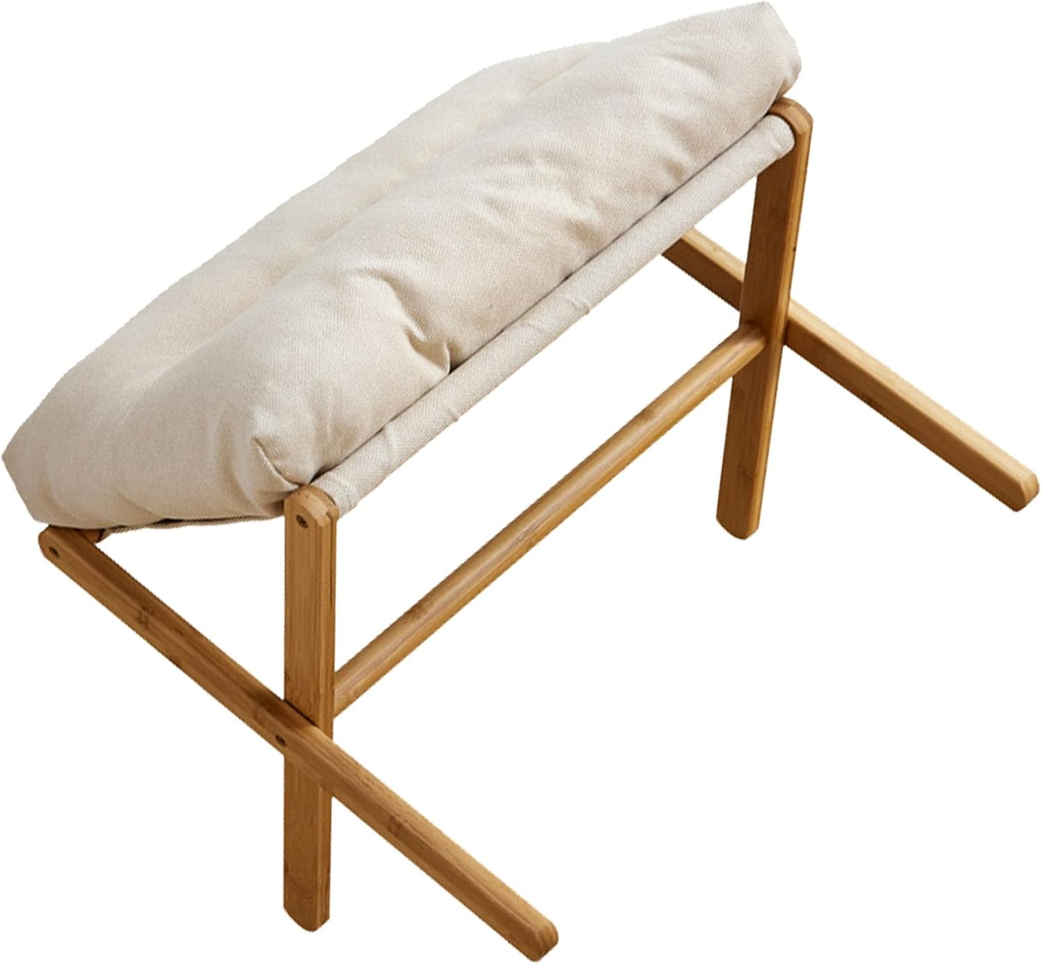 Soft Foot Stool, Footrest Stool Skin Friendly Multifunctional X Leg for Office for Bedroom (Beige) image number 4