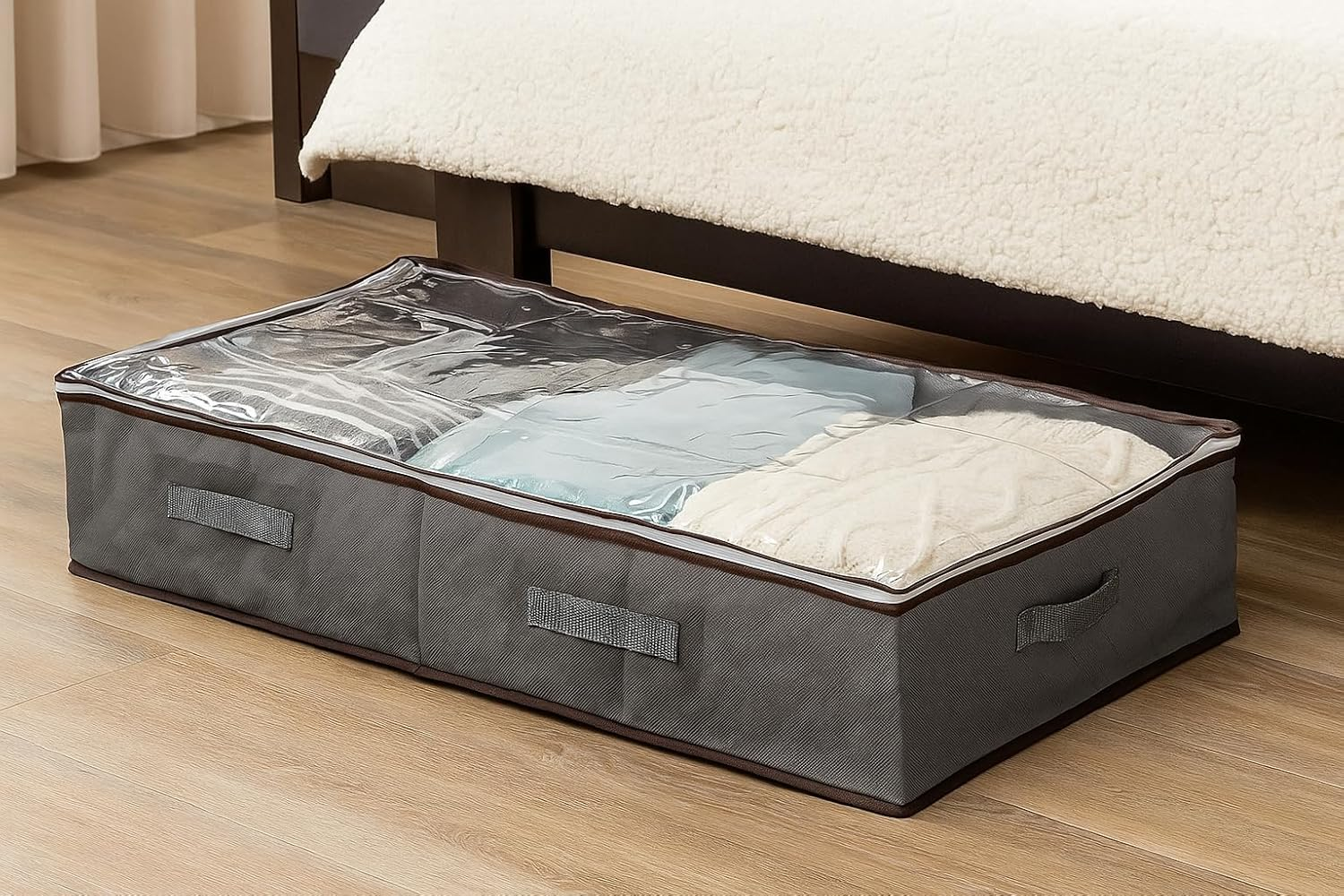 Goamz 4 Pack under Bed Storage Containers- 90L Foldable Underbed Storage Bags with Handles & Zipper for Clothes Home Storage & Organisation- 100X50X18Cm Underbed Storage Bags for Comforters, Blankets image number 1