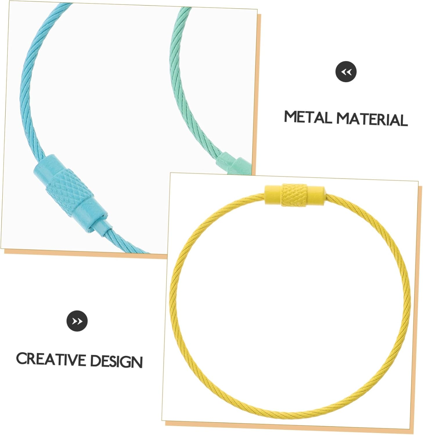 SAFIGLE 60Pcs Keyring Circle Wire Keychain Cable Loop Holder Key Ring Luggage Wire Tags