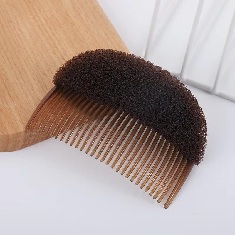 2 Pieces Brown Soft Foam Hair Clips Hair Comb Braid Tool Styling Accessories Base Inserts Bump up Hair Pads Styling Stick Bun Maker Braid Tool Hair Clips Bun Crown Shaper image number 2