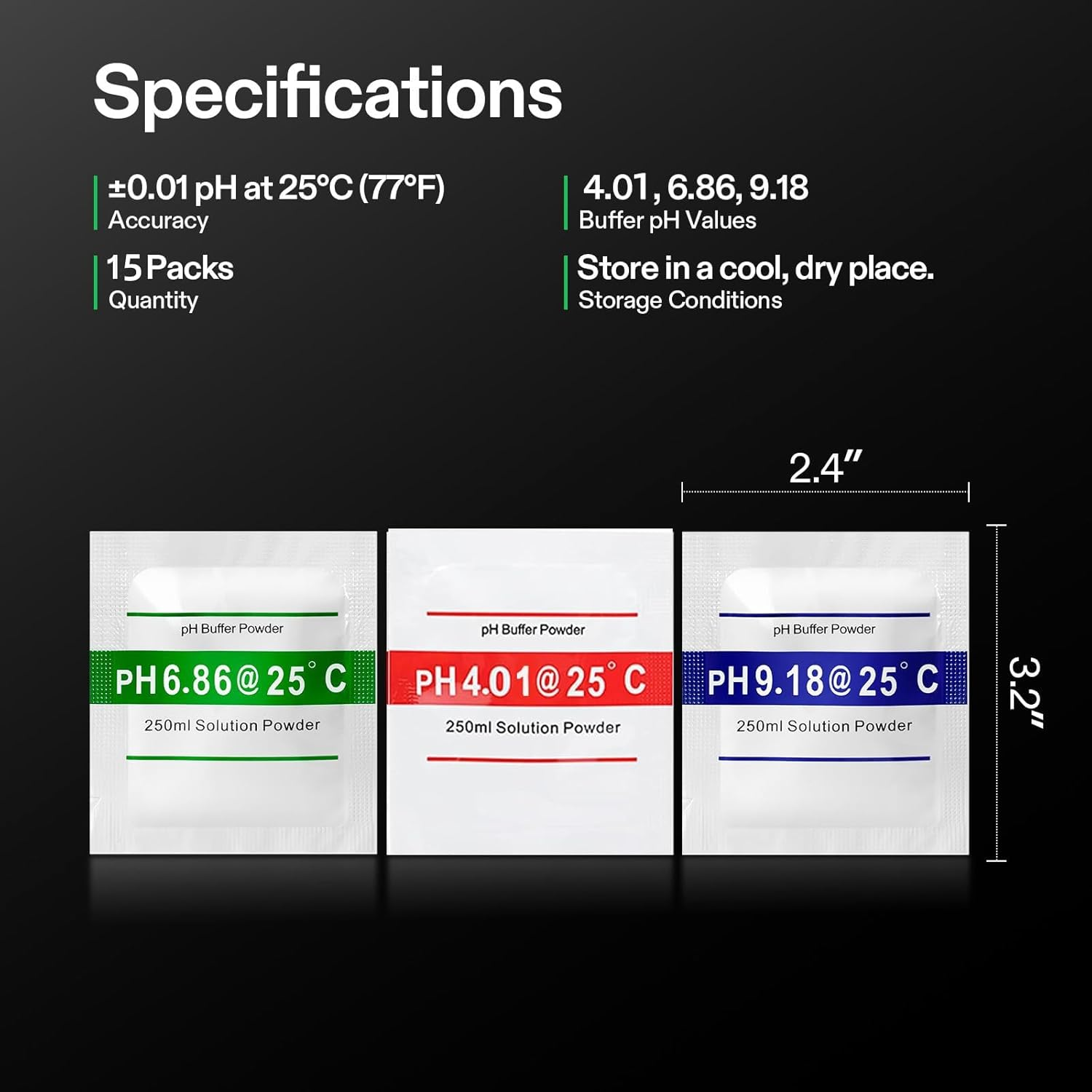 Ph Meter Buffer Solution Powder, 15 Pack, Ph 6.86/4.01/9.18, Ph Buffer Powder for Precise and Easy Ph Tester Calibration for Precise and Easy PH Calibration image number 6