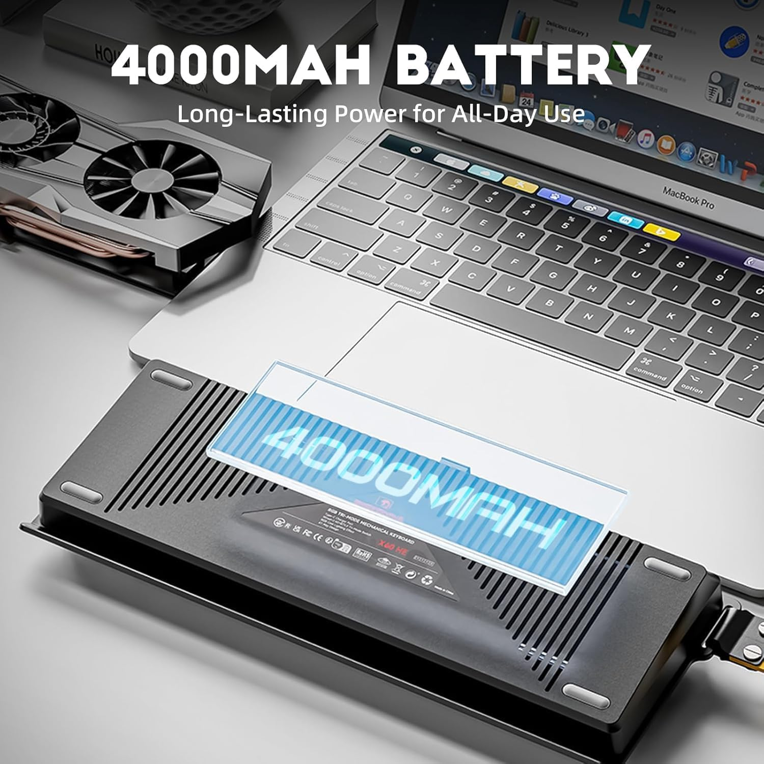 MAMBASNAKE X60 HE 60% Bt/2.4G/Wired Tri-Mode Gaming Keyboard Adjustable Actuation,Rapid Trigger Magnetic Switch Mechanical Keyboard,Rgb Backlit,8Khz Polling Rate with Coiled Cable for Pc/Mac-Moonlight image number 6