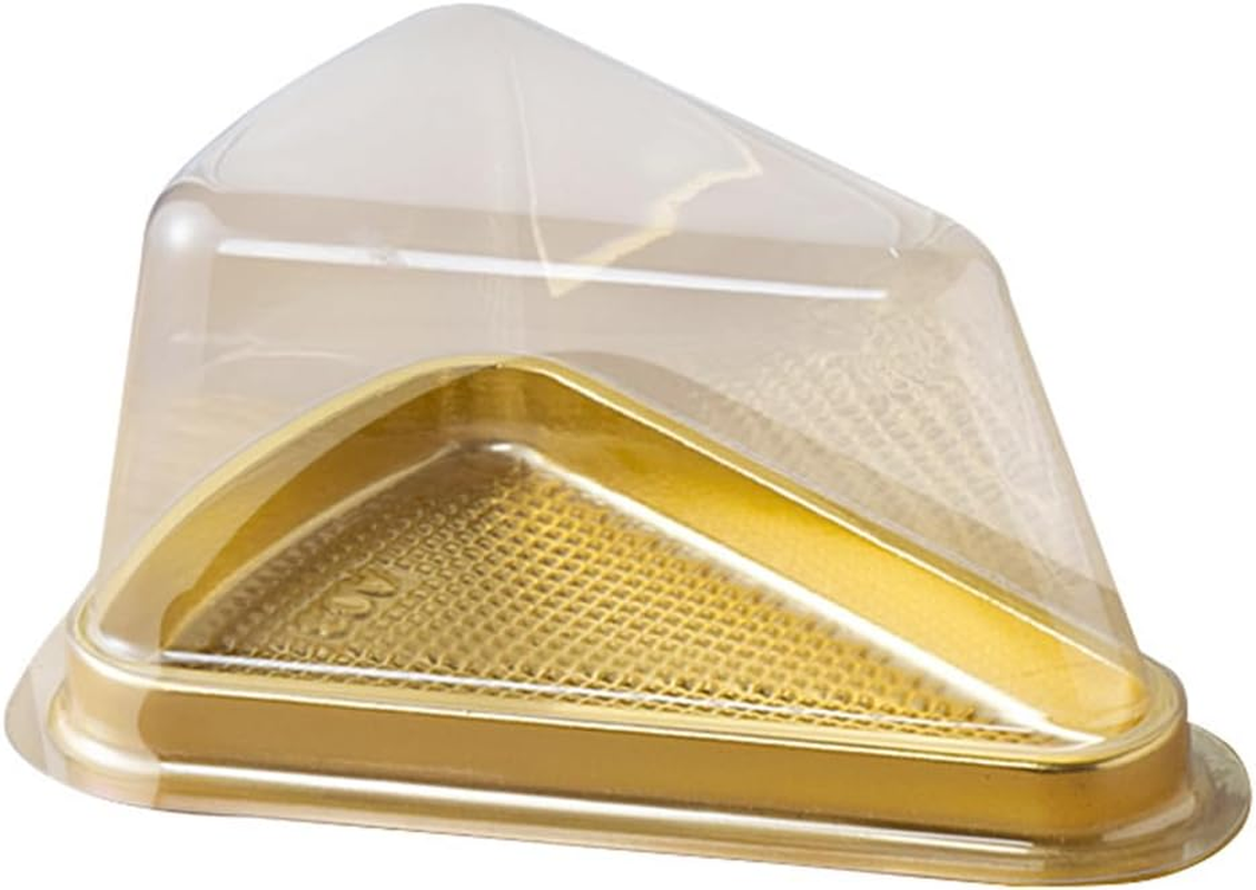 AIMALL 100Pcs Black or Gold Triangle Cake Boxes Dessert Packaging with Non-Slip Bottom and Secure Buckle for Mousse, Lasagna, and Baking Storage