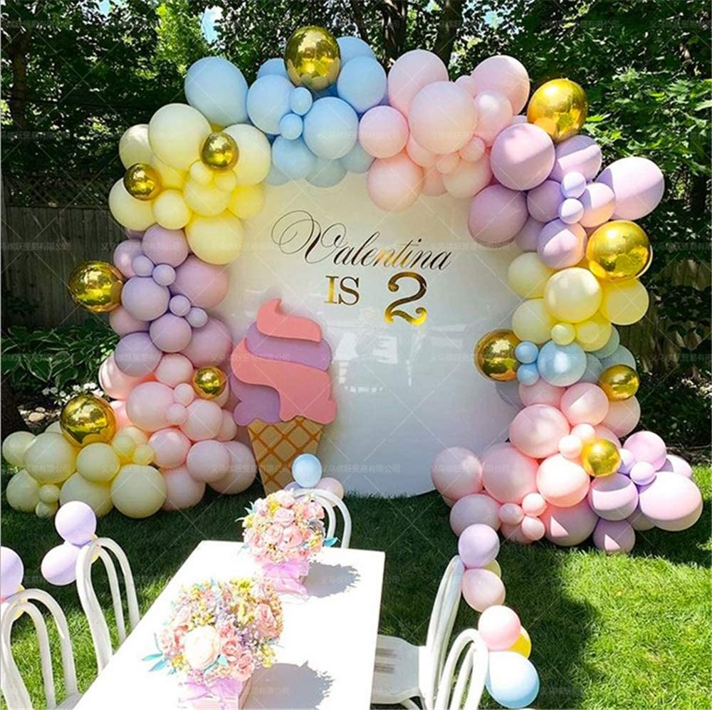 122Pcs Rainbow Balloon Arch Garland Kit - Pink Gold Yellow Blue Purple Latex Balloons with Balloon Accessories for Baby Shower Wedding Birthday Girl Party Decorations image number 2