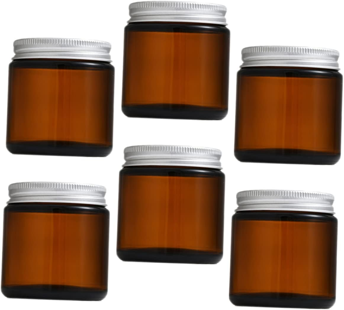 CONGARTENO 6Pcs Amber Glass Candle Jars Fillable Wax Candle Holders with Airtight Lids Spice Lotion Storage Unique Design for Wedding Favors image number 1