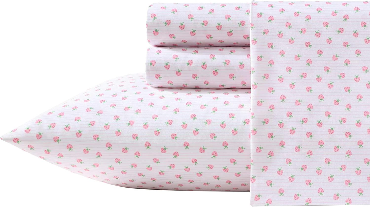 Laura Ashley - Kids Sheet Set, Ultra-Soft & Breathable Toddler Bedding with Matching Pillowcases, Wrinkle-Resistant, Ideal Girl Room Essentials (Sweet Lady Bugs Pink, Full) image number 5