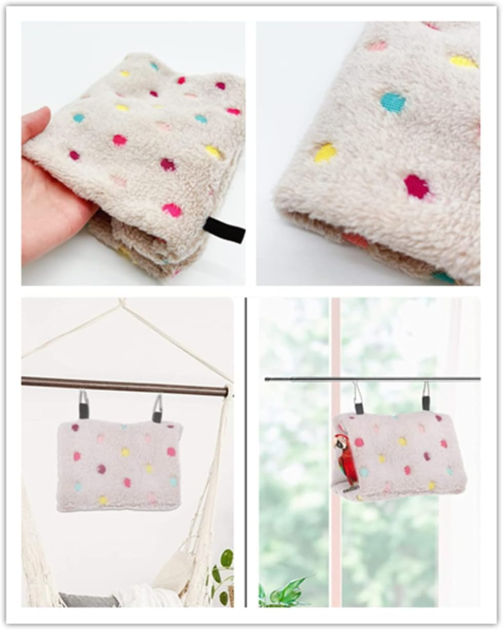 Voarge Nest Warm Soft Plush Plush Bird Nest Winter Warm Plush Hamster Hammock Hanging Cage Cave Birds Shelter (S,Dots) image number 2