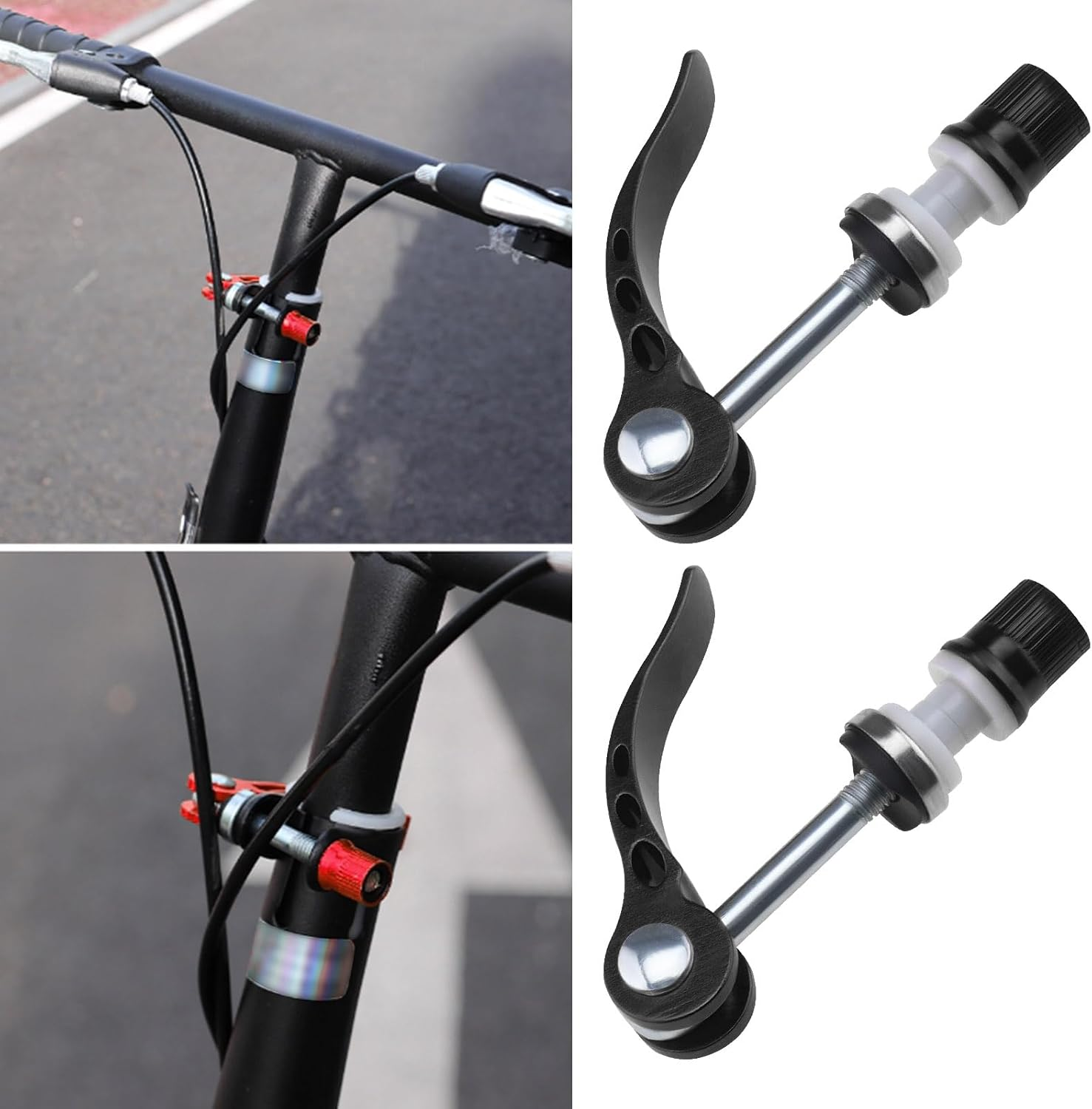 Create Idea 2Pcs M6 65Mm Bike Quick Release Seatpost Clamp Bicycle Seat Bolt Tube Lengthen Lock Nut Saddle for Road Bike Mountain Bike - Red image number 3