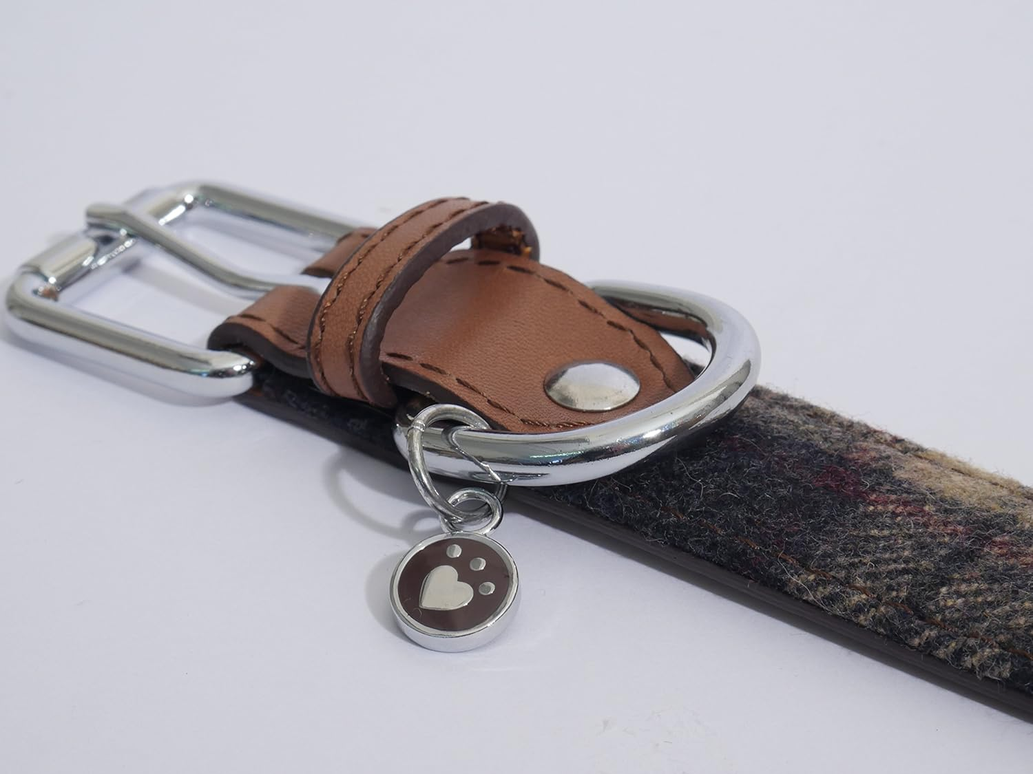 Rosewood Luxury Leather Tweed Check Dog Collar, Medium image number 2
