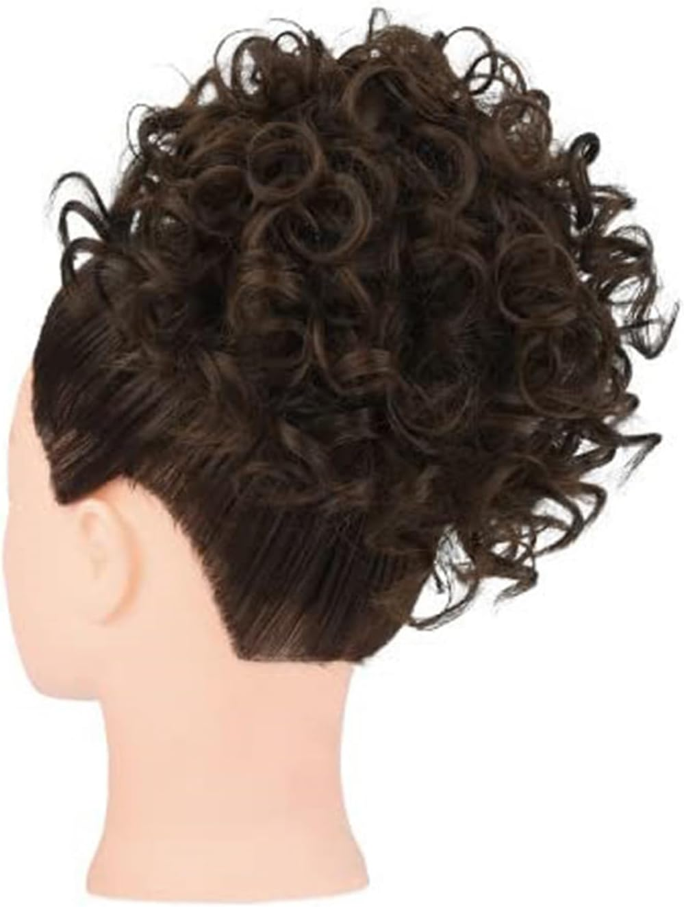 Women'S Curly Hair Bun Wigs Messy Ponytail Hair Wrap Synthetic Hair Extension Drawstring Hair Bands Dark Brown 4# image number 4