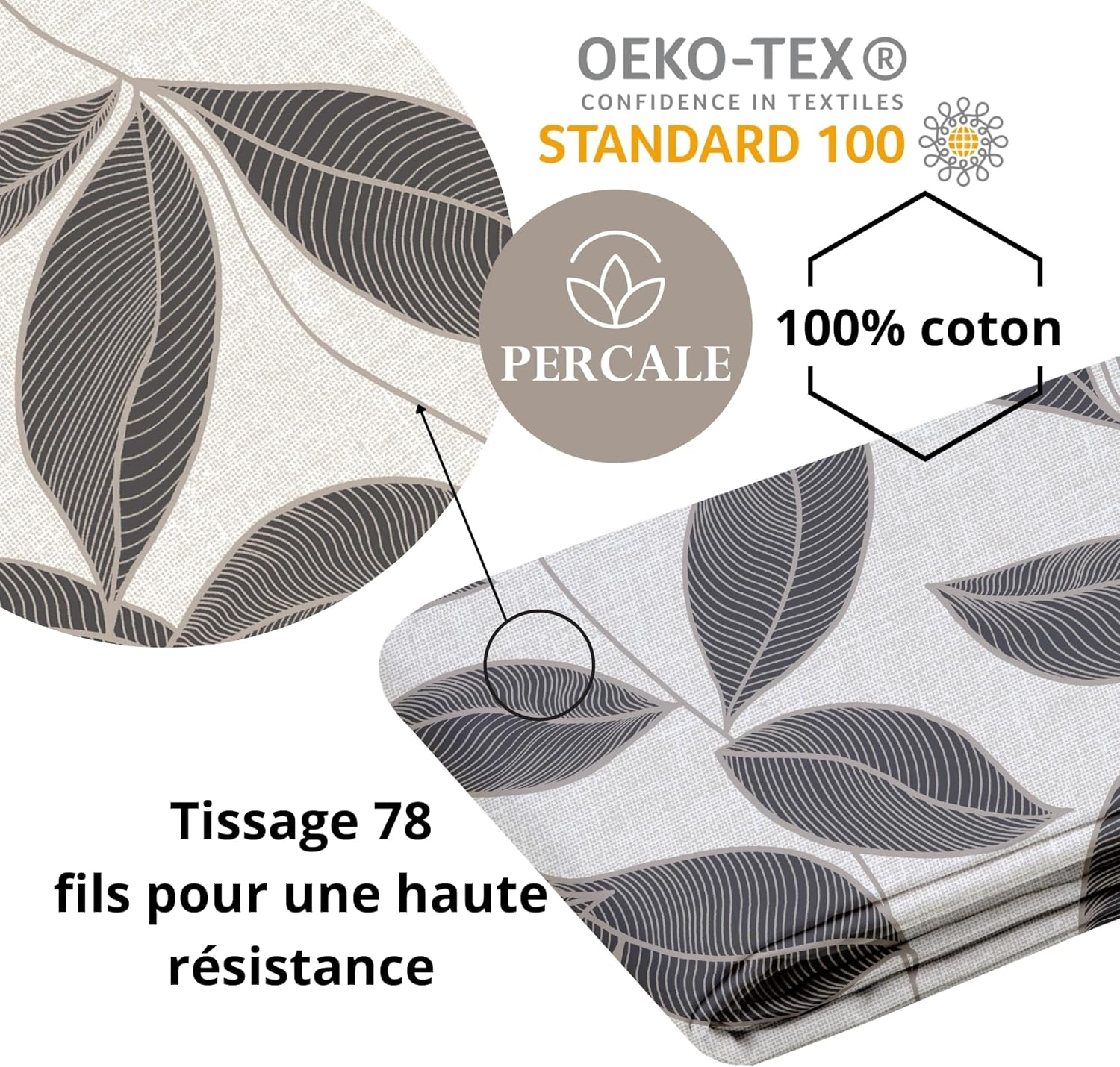 STOF Duvet Cover - Size 260 X 240 Cm - Quality Cotton Percale - 100% Cotton Oeko-Tex - Black - White - Matisse Model - Bed Linen - Double Bed - Modern - Zen image number 3