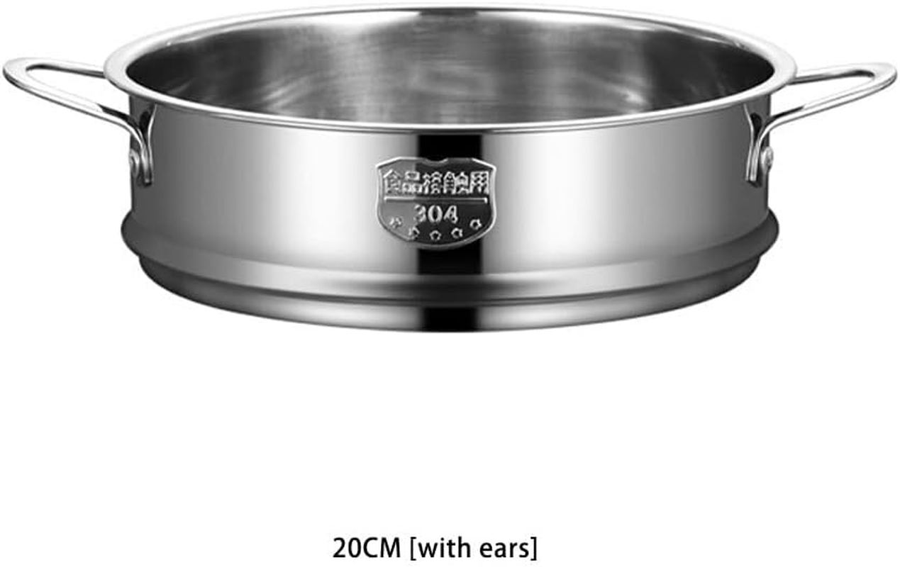 Stainless Steel Steamer round Handgrip Portable Stackable Anti-Scald Reusable Modern Kitchen Steaming Cooker Tool, 20Cm image number 2