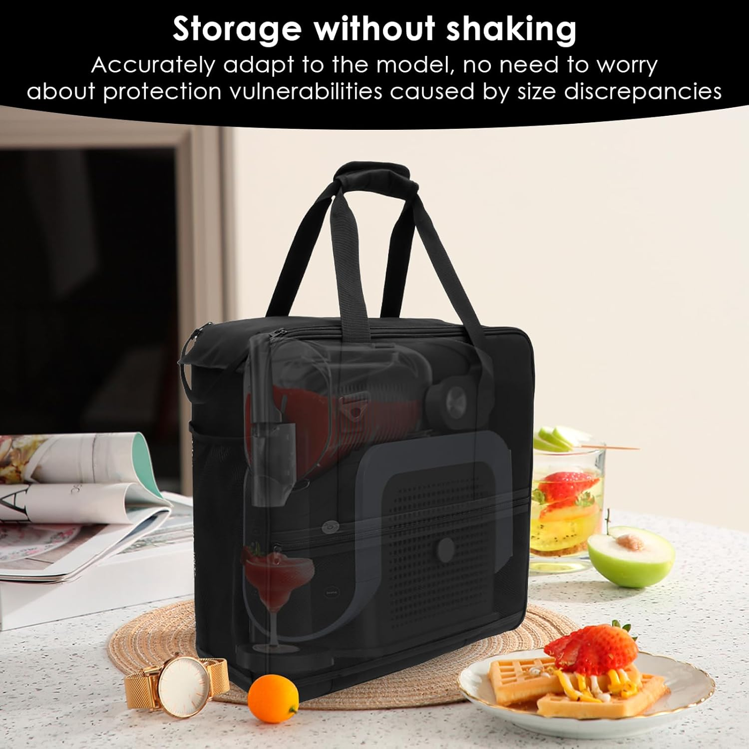 Carrying Bag for Slushi FS301 FS300, Waterproof & Dustproof Frozen Drink Maker Storage Bag with Front-Opening Design, Portable Outdoor Slushie Machine Travel Carrier Case for Slushie Machine image number 5