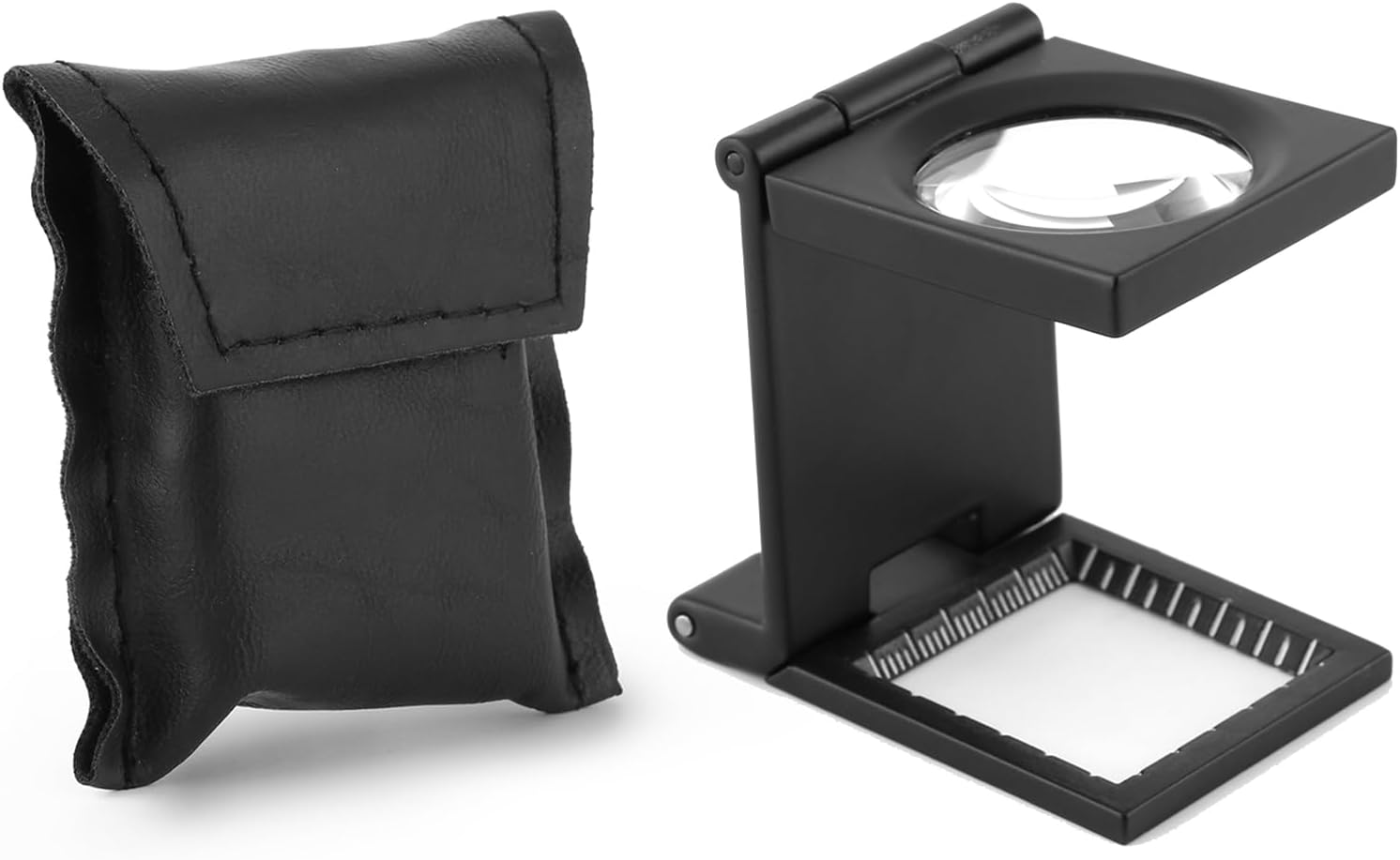 Mini Threefolding 10X Magnifier Magnifier Loupe, Folding Magnifier Loupe 10X28Mm Zinc Alloy Folding Magnifier Magnifying Glass with Scale for Textile Optical Jewelry Collection image number 5