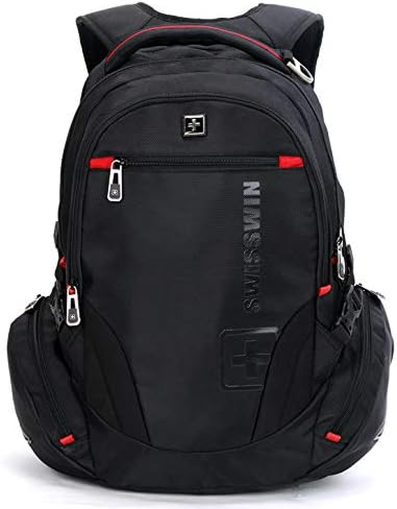 SWISSWIN Swiss Waterproof Business Backpack Travel Backpack College School Backpack Casual Daypack Daily Shoulder Bag SW8118 Black 17 Inch Laptop Notebook Backpack for Men Womens Boys Girls image number 3