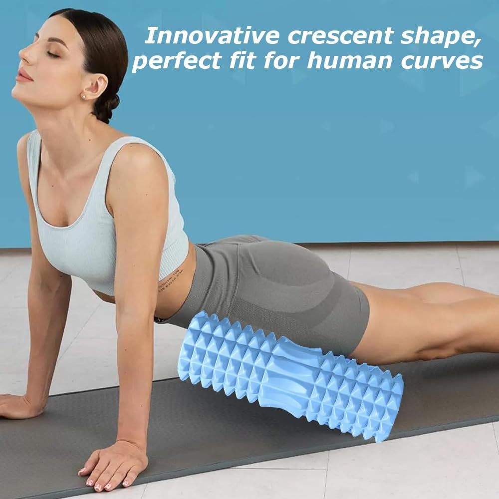 TOMVAES Foam Roller,Massage Roller EVA Muscle Roller for Deep Tissue Tension Relief,Massage Trigger Point Fitness Roller for Back,Legs,Yoga,Pilates,Gym,33X14Cm (Blue)