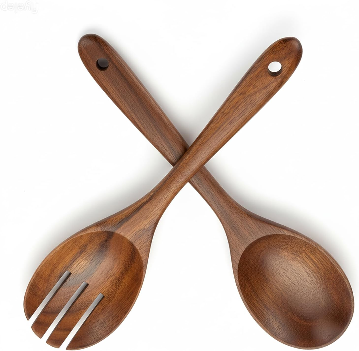 Set of 2 Large Salad Spoons, Wooden Spoons, 33 Cm / 13 Inch Salad Servers, Teak Wood Spoons, Serving Spoons, Salad Wooden Cutlery Long Handle